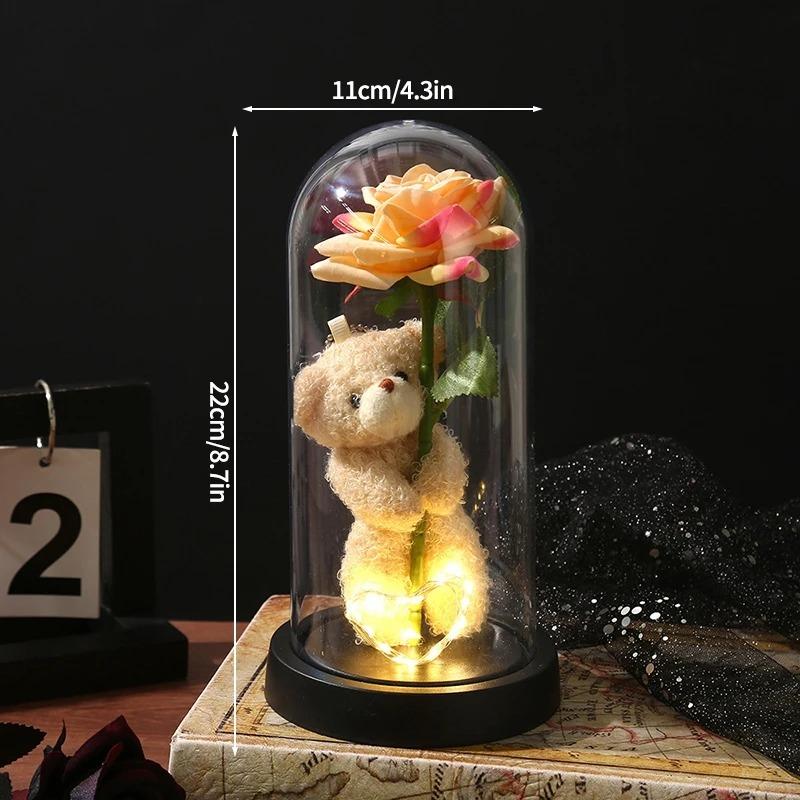 Eternal Rose Flowers Artificial Foil Flower in Glass Glow Immortal Flower LED Roses Lamp Flores Eternas Valentine's Day Gift Light Up Rose