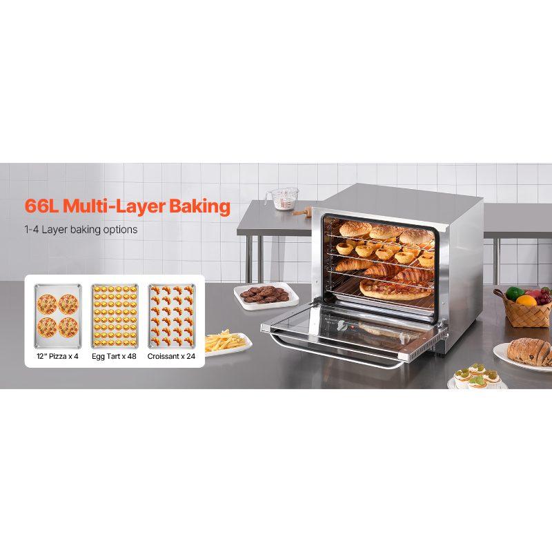 Fathersdaygift VEVOR Commercial Countertop Oven, 66L 4-Tier Toaster Ovens with Tempered Glass Door, Wire Racks Tray, 2800W Stainless Steel Baking Ovens for Restaurant Bakery (AC208240V, 60Hz, 6-20P Plug Output)dealsforyoudays