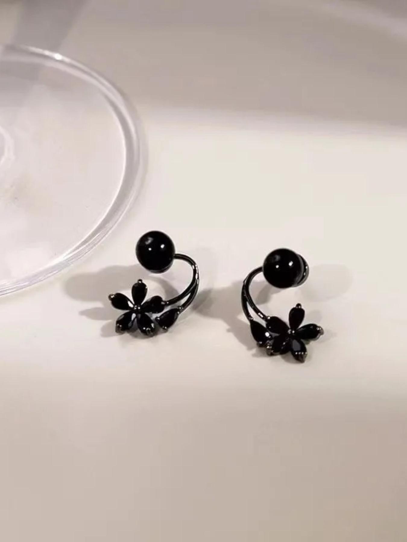 Elegant Tulip U-Shaped Earrings, Sparkling Cubic Zirconia Accents, Hypoallergenic Design for Daily and Special Occasions