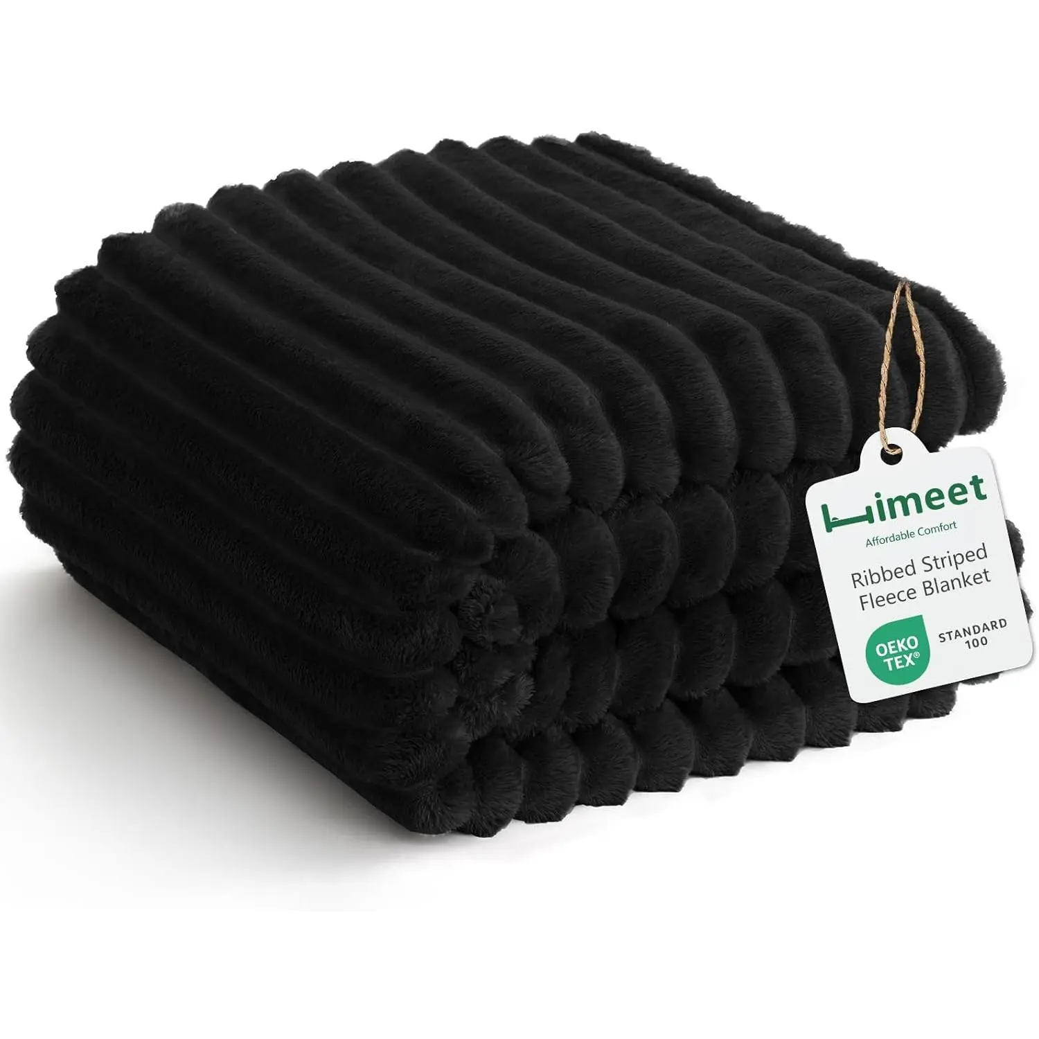Black Throw Blanket for Couch, 300GSM Ribbed Fleece, 50 x 60 Inches| Soft Flannel, All-Season Lightweight Warmth, Home Room Decor & Dorm, Gift for Men &, Machine Washable