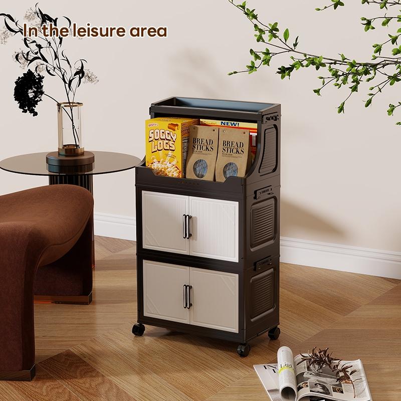 Multi-Layer Storage Cabinet, Plastic Material, &, Ideal for Living Room Bedroom Kitchen, with Wheels, Durable