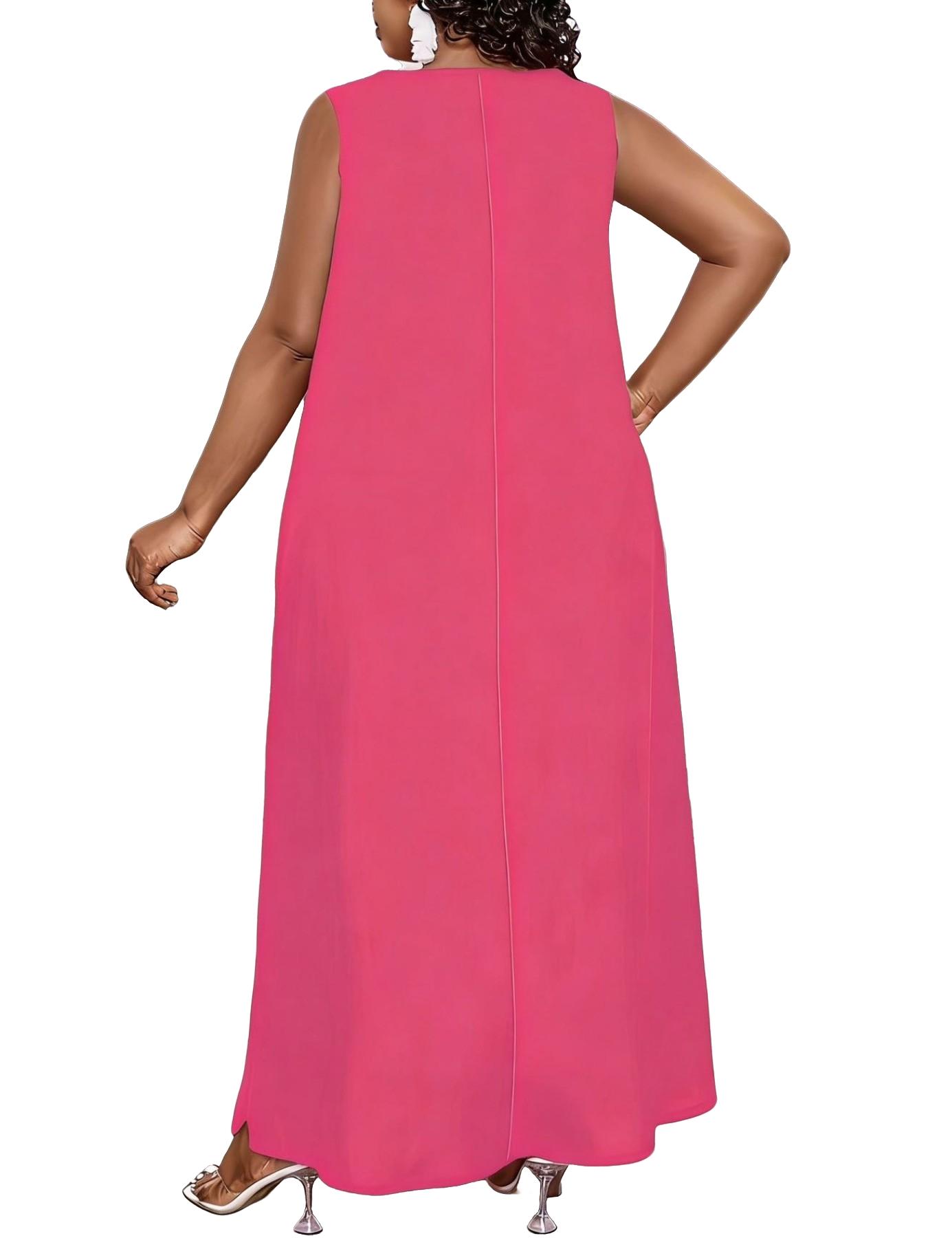 Plus Size Women's Casual Loose Solid Color Dress, Summer New Arrival, Comfortable Fashion Daily Wear, Stylish and Comfy Dress