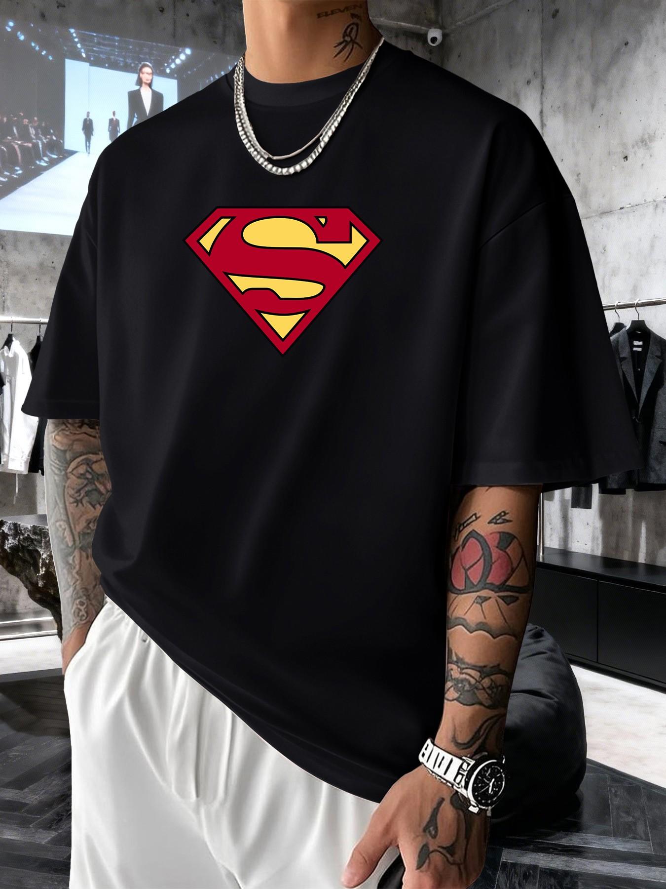Superman S Classic Logo Men's Fashion Short Sleeve Round Neck Casual Summer T-Shirt, Perfect for Daily Wear