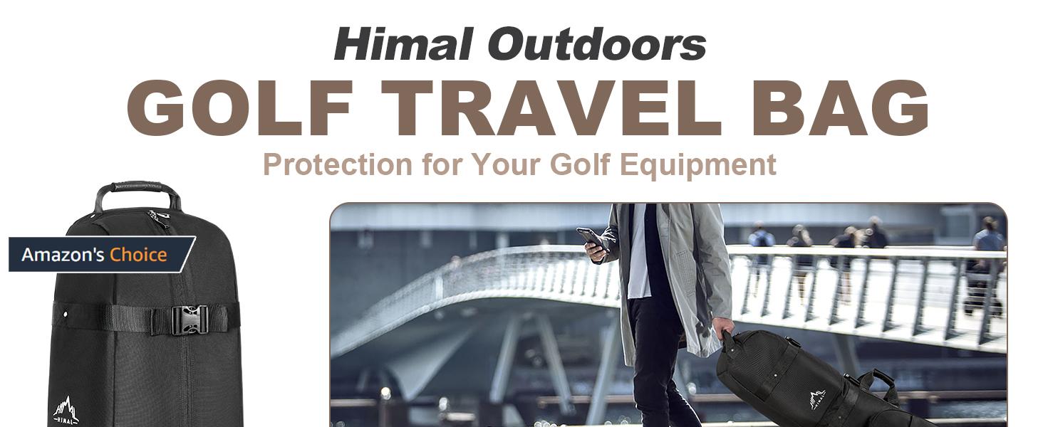 Himal Outdoors Golf Travel Bag - Heavy Duty 600D Polyester Oxford Wear-Resistant, Excellent Zipper Universal Size with Wheels, Soft-Sided Golf Club Travel Cover to Protect Clubs