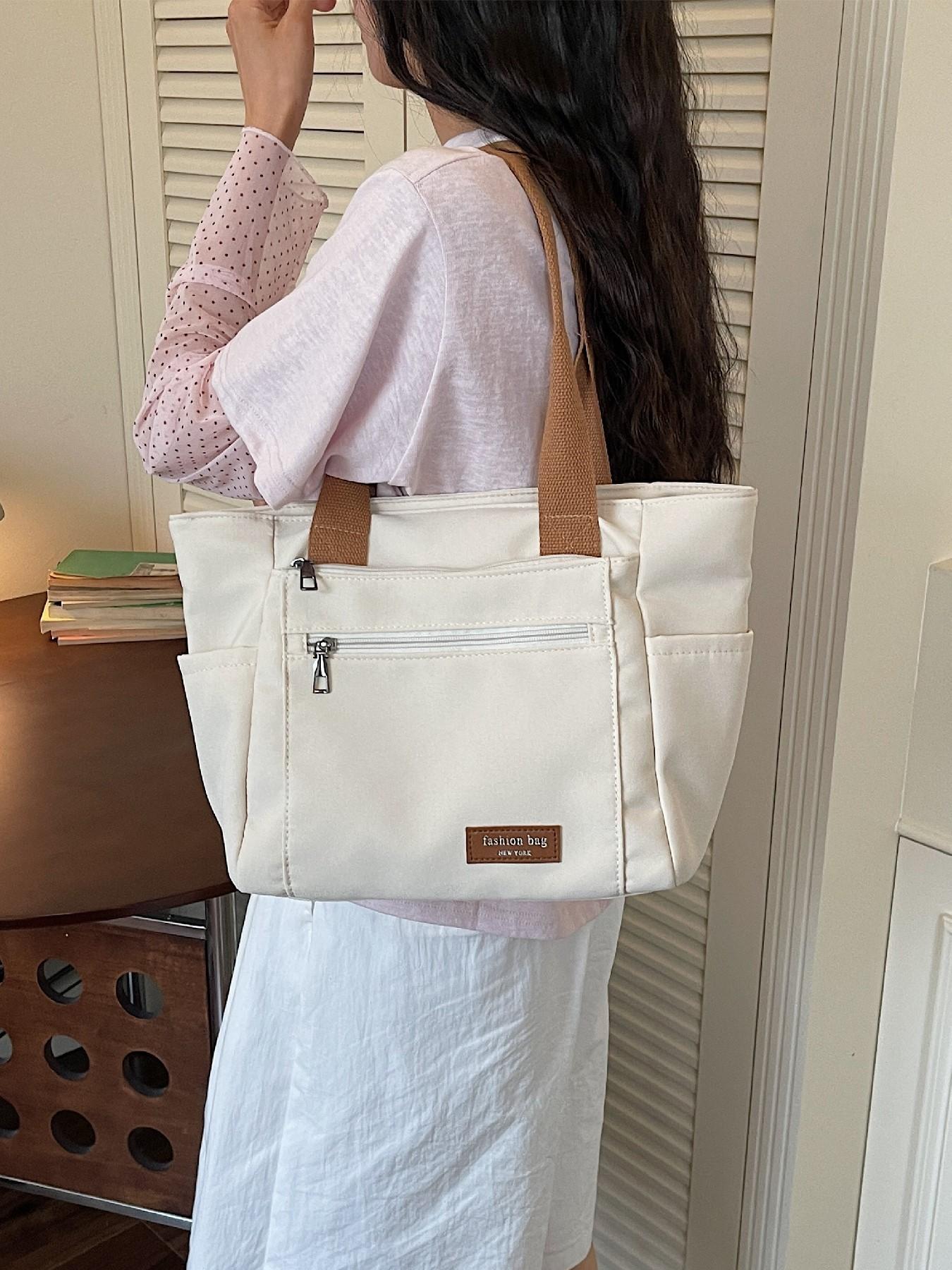 Large Capacity Multi-Compartment Canvas Tote Bag, Women's Casual Practical Shopping Bag, Fashion Daily Commute Crossbody Bag, Fashionable Tote Bag
