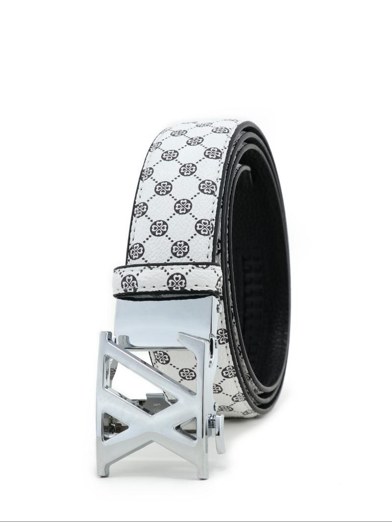 Men's Alloy Automatic Buckle Belt, Casual Fashion Print Waistband, High-End Lightweight Design, Versatile Pants Strap, All Seasons, Stylish Belts Men's Alloy Automatic Buckle Belt, Casual Fashion Print Waistband, High-End Lightweight Design, Versatile Pants Strap, All Seasons, Stylish Belts
