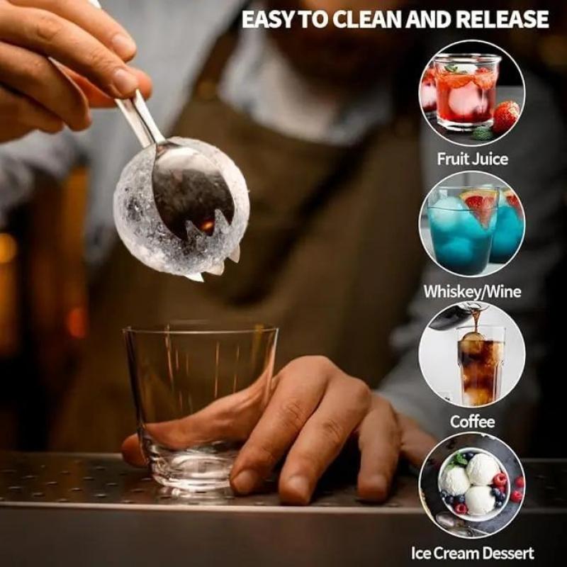 Ice Ball Molds Set of 3 – Large Slow-Melting Ice Sphere Maker – Reusable Silicone Ice Cube Tray for Whiskey, Bourbon, Cocktails & Drinks