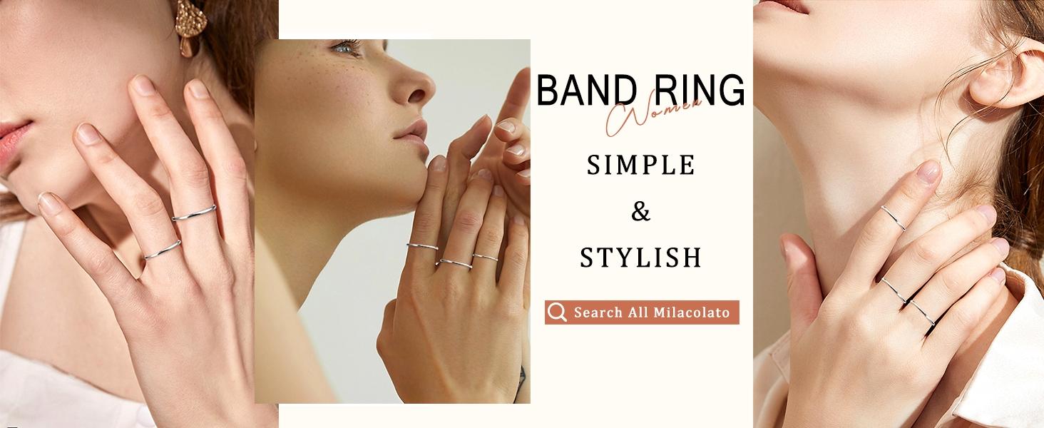 1mm Stainless Steel Stacking Rings for Women | Thin 14K Gold Plated Band Rings | Stackable Knuckle Rings Thumb Pinky Midi Rings | Comfort-Fit Size 3/4/5/6/7/8/9