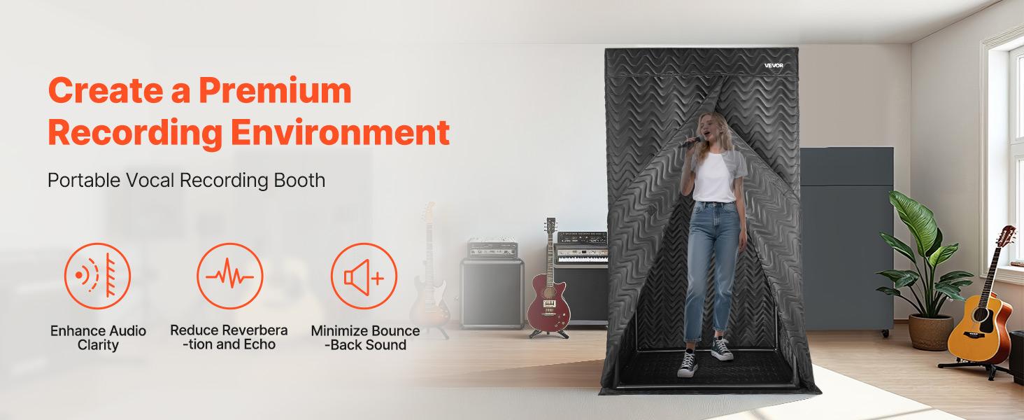 Summervibes VEVOR 6.56 ft Portable Vocal Booth Pro-Grade Recording Studio for Echo-Free Vocals