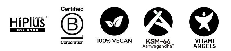 HiPlus Ashwagandha & Vitamin D Gummies | KSM-66, Mixed Berry Flavor, Plant-Based, Vegan, Non-GMO, Gluten-Free & Gelatin-Free | 60 Gummies