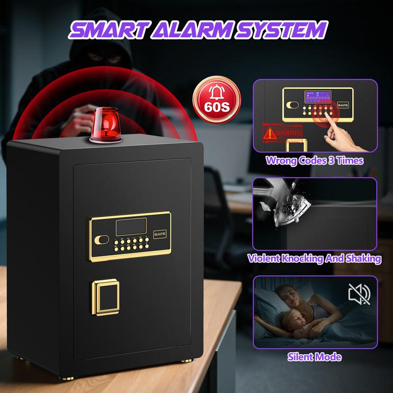 TNTANTS 5.3 Large Safe Box, Digital Board, With Fireproof Document Bag & Alarm System for Home or Office Security, for Cash Jewerly Lock Adjustable Shelf