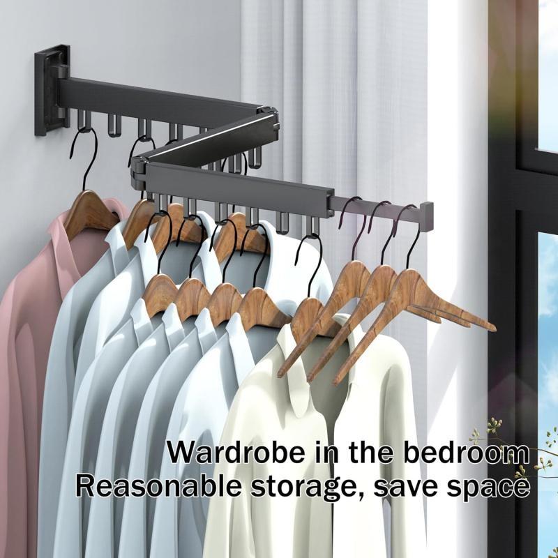 Foldable Clothes Drying Rack for Laundry Room, Wall-Mounted Space-Saving Design, Multi-Functional Durable Hanger, Efficient Use