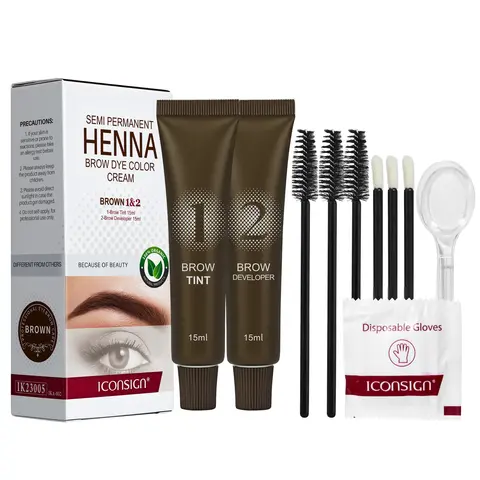 Eyelash and Eyebrow Dyeing Kit, Eyebrow Tinting Kit, Professional Henna Semi-Permanent Color Tint Set, Brow Stain, Long-Lasting Lash and Brow Hair Dye for Women and Girls
