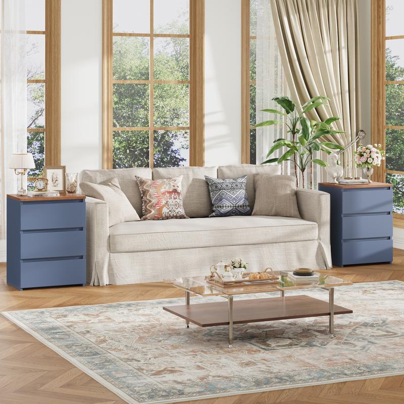 FOTOSOK Nightstad with Charging Station, White Nightstand with 3 Drawers,  Nightstand with USB Ports, Power Outlets, Silent Slides, Wooden End Side Table Bedside Table for Bedroom