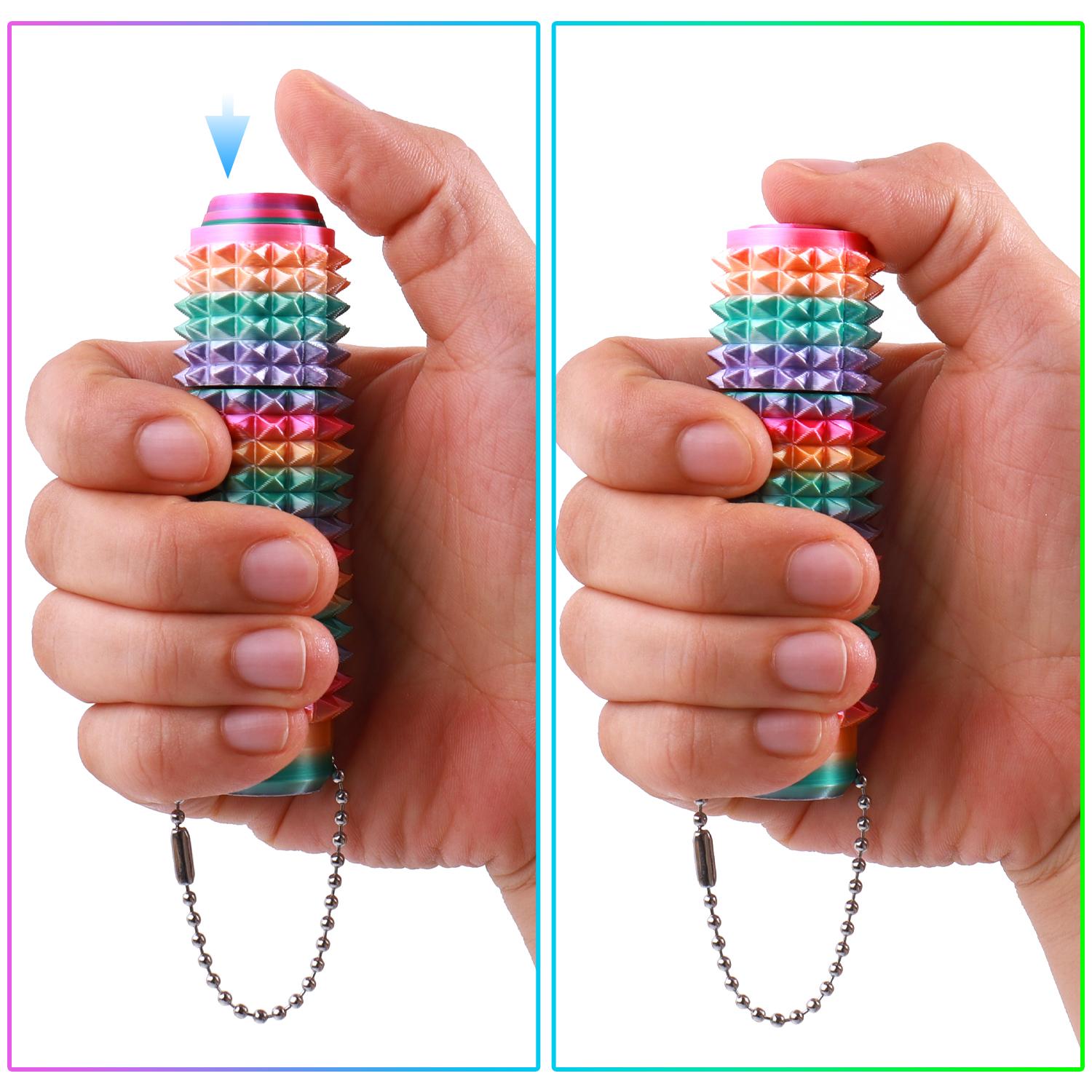 Press and Rotate Fidget Toy for Adults, 3D Printed Portable Spiky Sensory Keychain for Anxiety Relief, Pocket Stress Relief Tool for Focus and Calming littlest statues Silicone Rubber fidgets