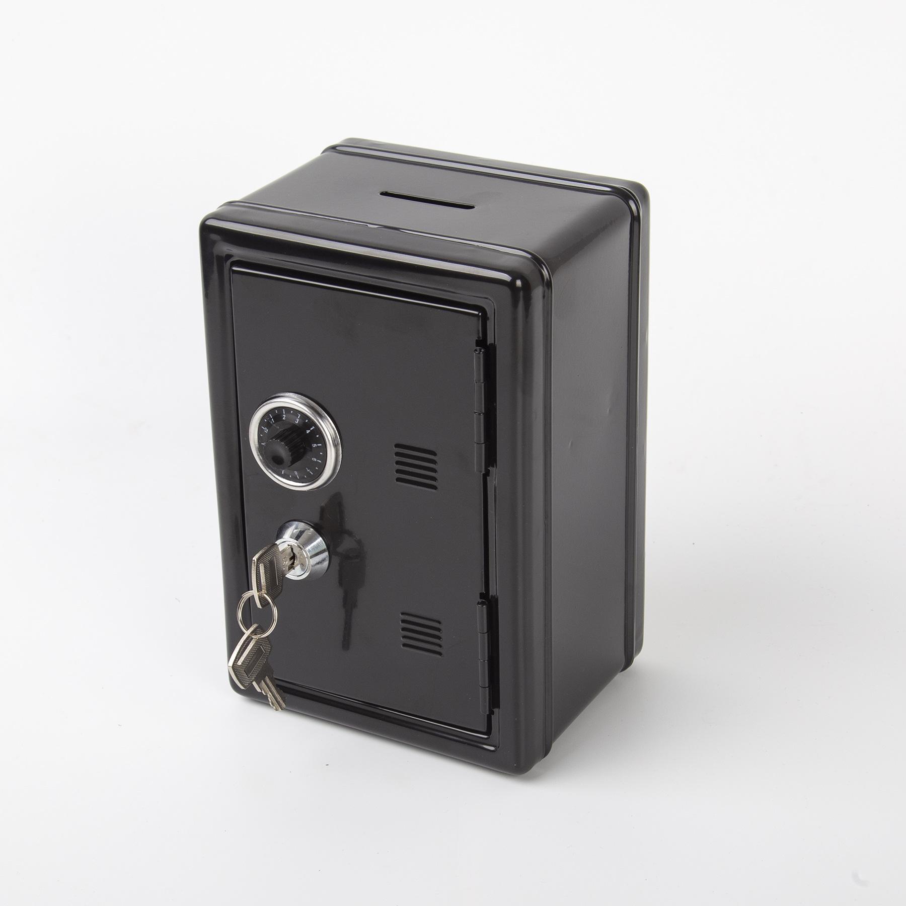 Mini Safe Piggy Bank, Creative Metal Storage Box with Password & Key Lock, Cash & Coin Organizer