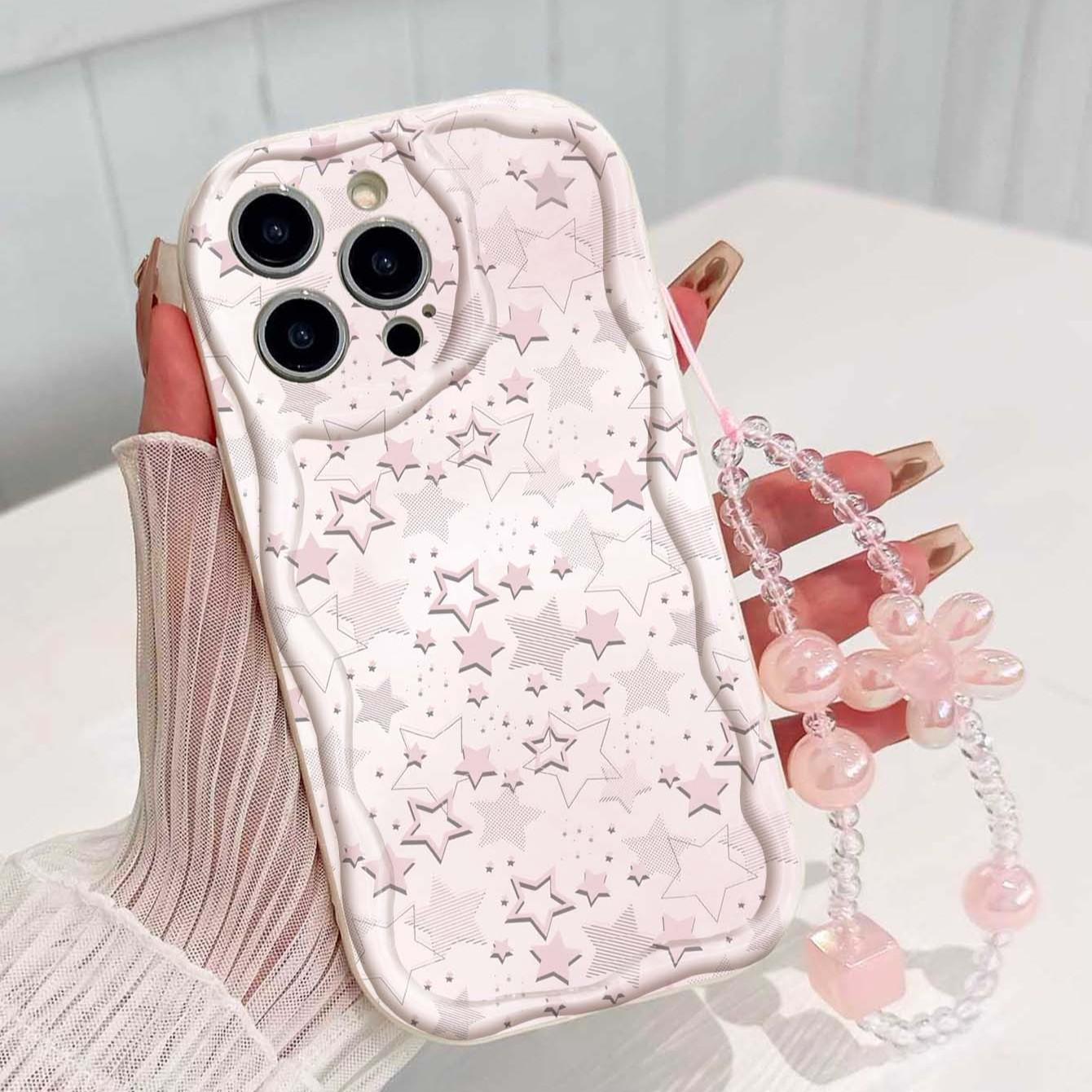 Sparkly Dollar Chain Pattern Tpu Wave Edge Anti-Drop Phone Case for Apple iPhone 17 Pro Max/16/16 Pro Max/11/13/14/15, Girl's Gift