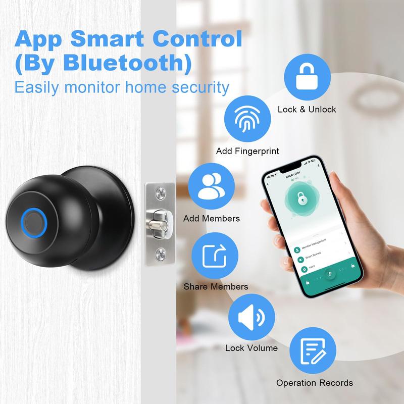 Valentine's Day Gift EuerTE Smart Lock Fingerprint Door Knob with App Control Key Type-C Port Emergency Charging Biometric Lock for Front Door Home Apartment Office FathersDayGift Valentine's Day Gift EuerTE Smart Lock Fingerprint Door Knob with App Control Key Type-C Port Emergency Charging Biometric Lock for Front Door Home Apartment Office FathersDayGift