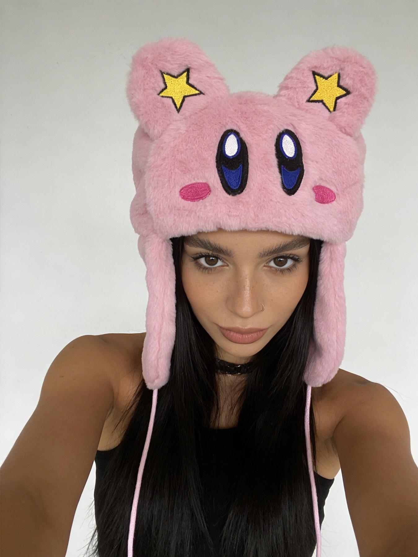 Autumn Winter Fashion Beanie Hat, Warm Cartoon Embroidery Pattern, Unisex Fitted Plush Cap, Street Style, Fall & Winter