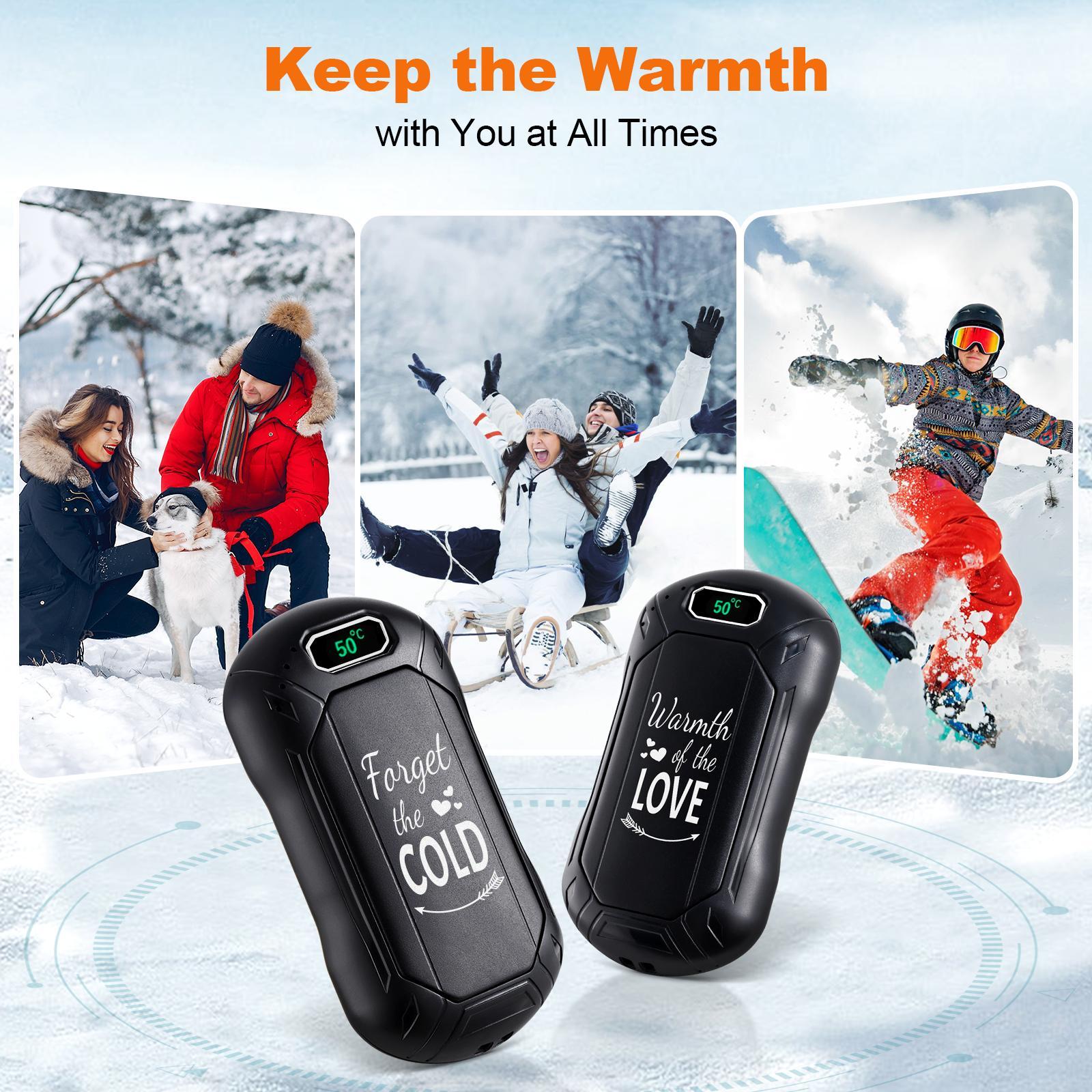 Hand Warmers Rechargeable 2 Pack, 6000mAh Electric Portable USB Heater, 3 Temperature Settings, Magnetic 2 in 1 Hand Warmers for Outdoor Camping, Hunting Gear, for Men,Women