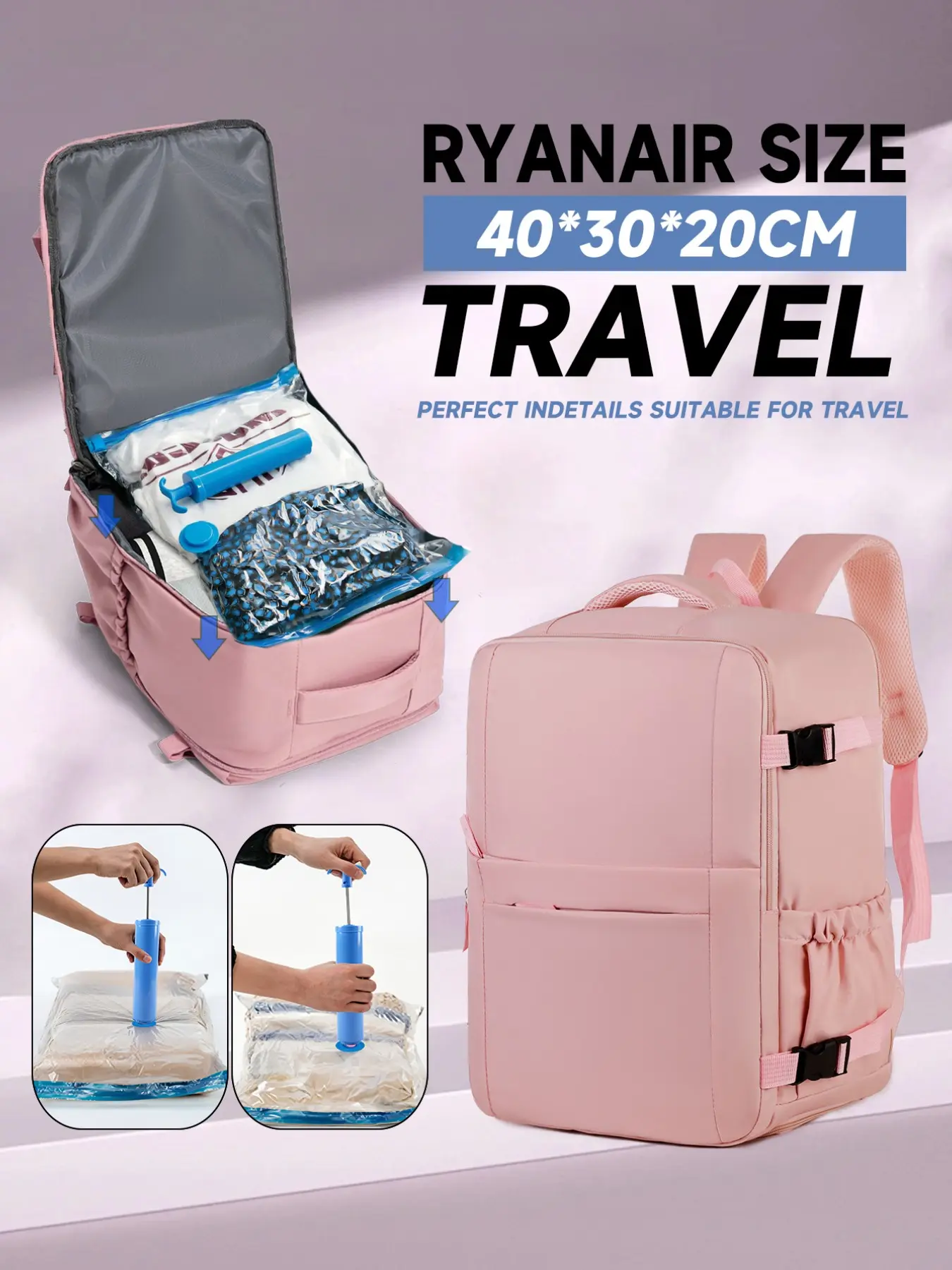 Ryanair Easyjet Certified Carry-On Backpack, Lightweight Travel Backpack, Large Capacity, Laptop Compartment, Fits Plane Dimensions, Airplane Laptop Backpack