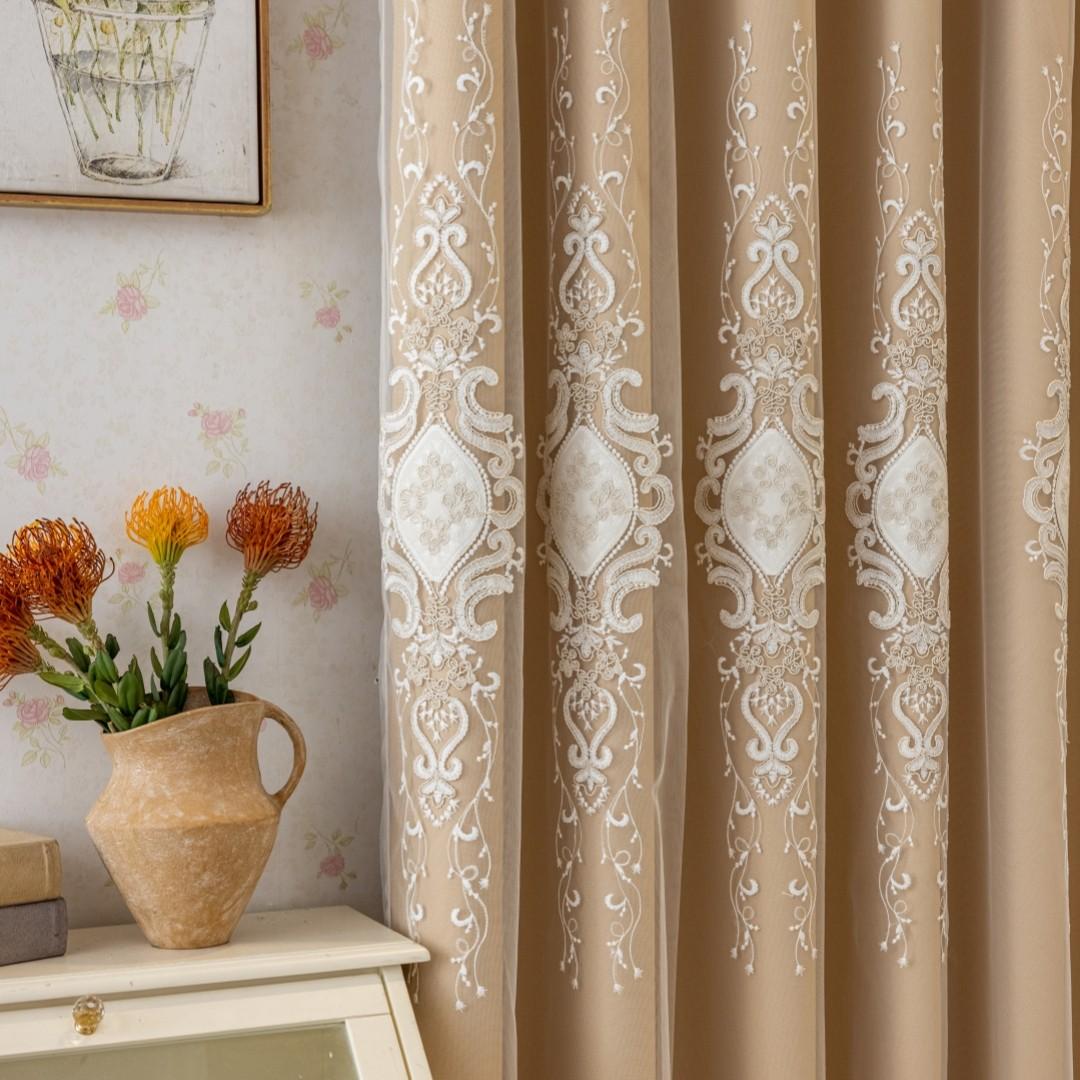 1pc Luxury Double-Layer Blackout Jacquard Curtain, Thermal Insulation Noise Reduction, Cozy Decor for Bedroom Living Room Floor-To-Ceiling Window