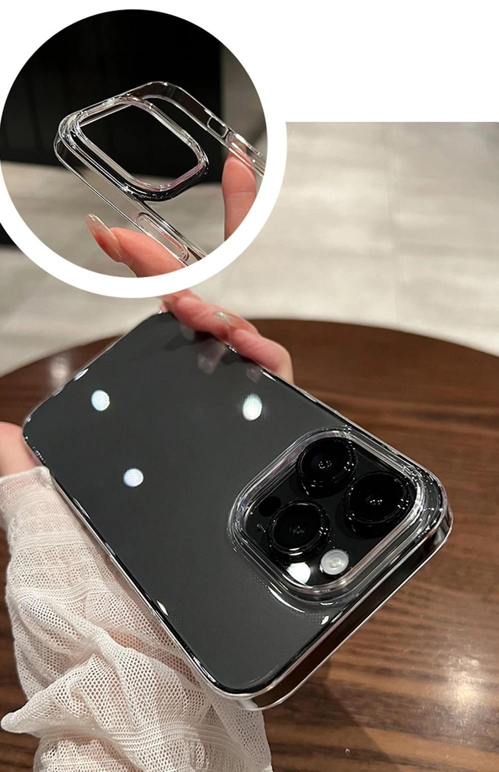 Hard Luxury Shockproof Clear Bumper Cases For iPhone 16 15 14 13 12 11 Pro Max Plus Transparent Acrylic Phone Cover Accessories Cellphone Protection ip16 Tempered Glass Protective Casing