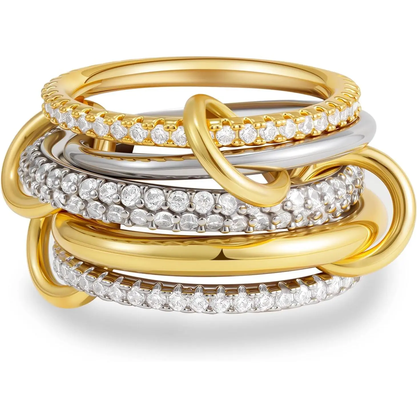 Stackable Rings for Women, 14K  Plated Cubic Zirconia Rings,   Multi Ring  Metals Stackable Ring Set for Women Non Tarnish