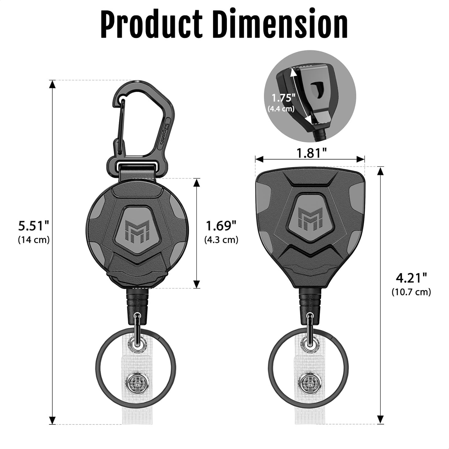 MNGARISTA 2 Pack Badge Reels Heavy Duty Retractable Keychain Set,Tactical ID Badge Holder,31.5" Coated SteelCord, Bearing 8.0 oz- Black