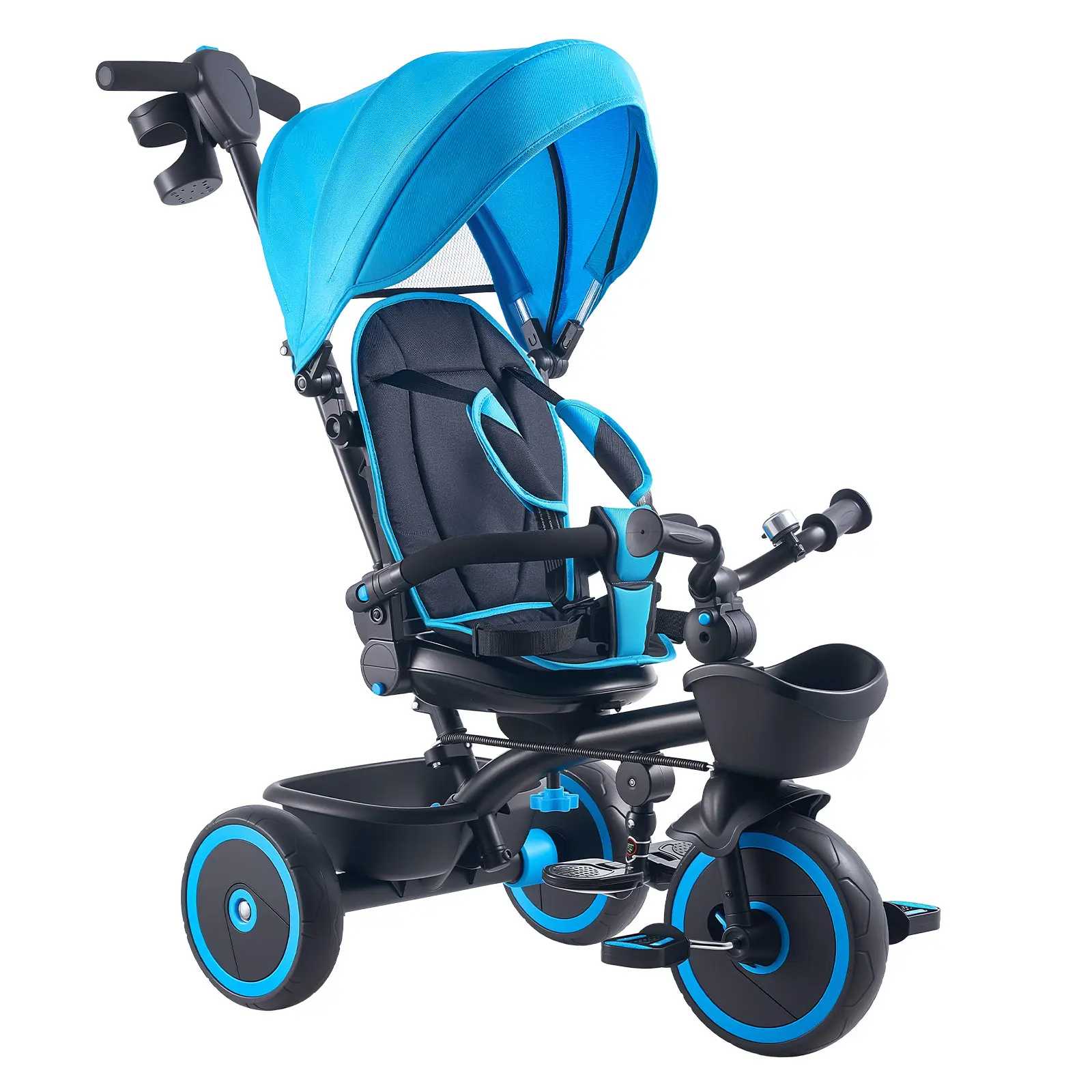 6-in-1 Carbon Steel Toddler Trike & Stroller for 1-5 Year Olds, 55lbs Load Capacity, Adjustable Seat, Storage, Parent Push Handle, Secure Protection