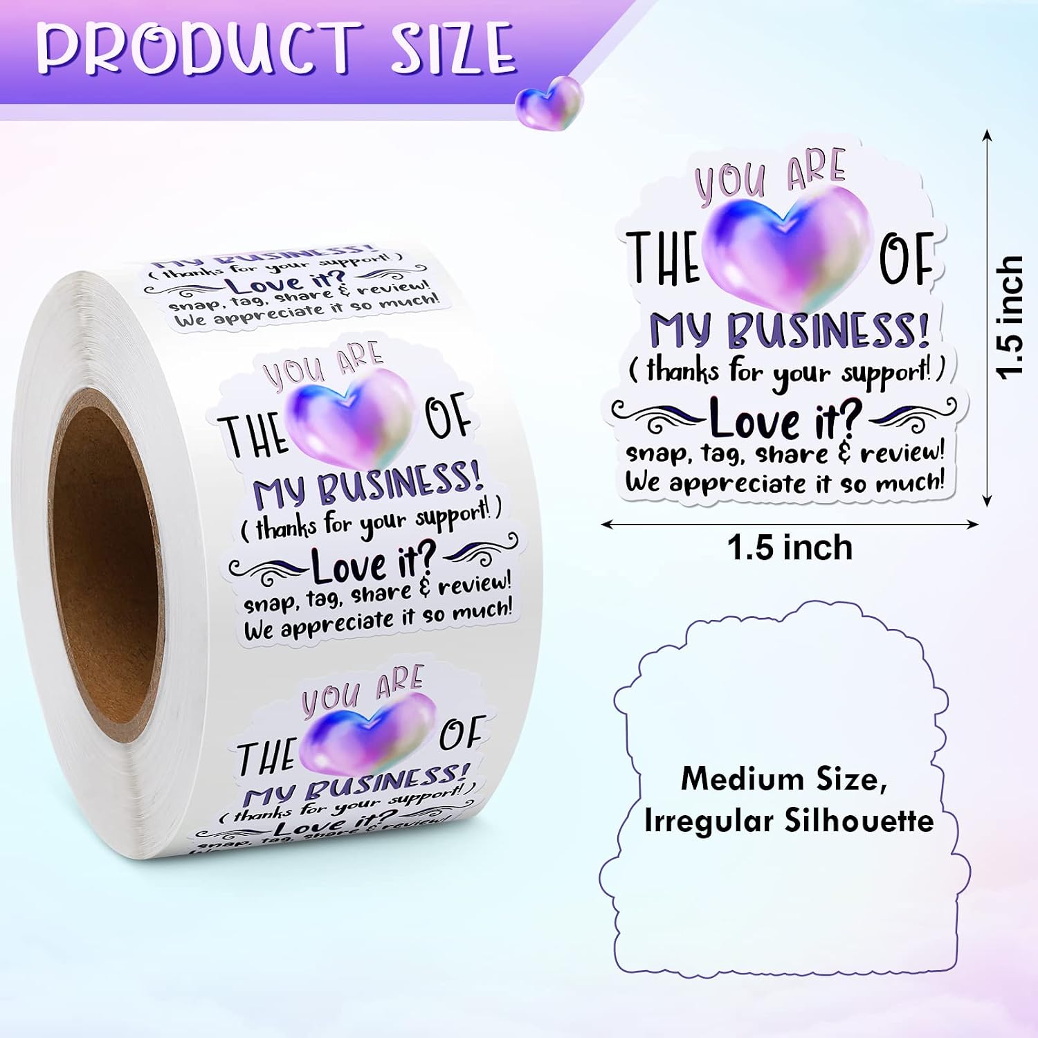 1000 count 1.5" Thank You Stickers Small Business You are the Heart of My Business Holographic Label Roll Self-Adhesive Sticker Packaging Seal for Seller Order Bag Envelope Office 1000 count 1.5" Thank You Stickers Small Business You are the Heart of My Business Holographic Label Roll Self-Adhesive Sticker Packaging Seal for Seller Order Bag Envelope Office