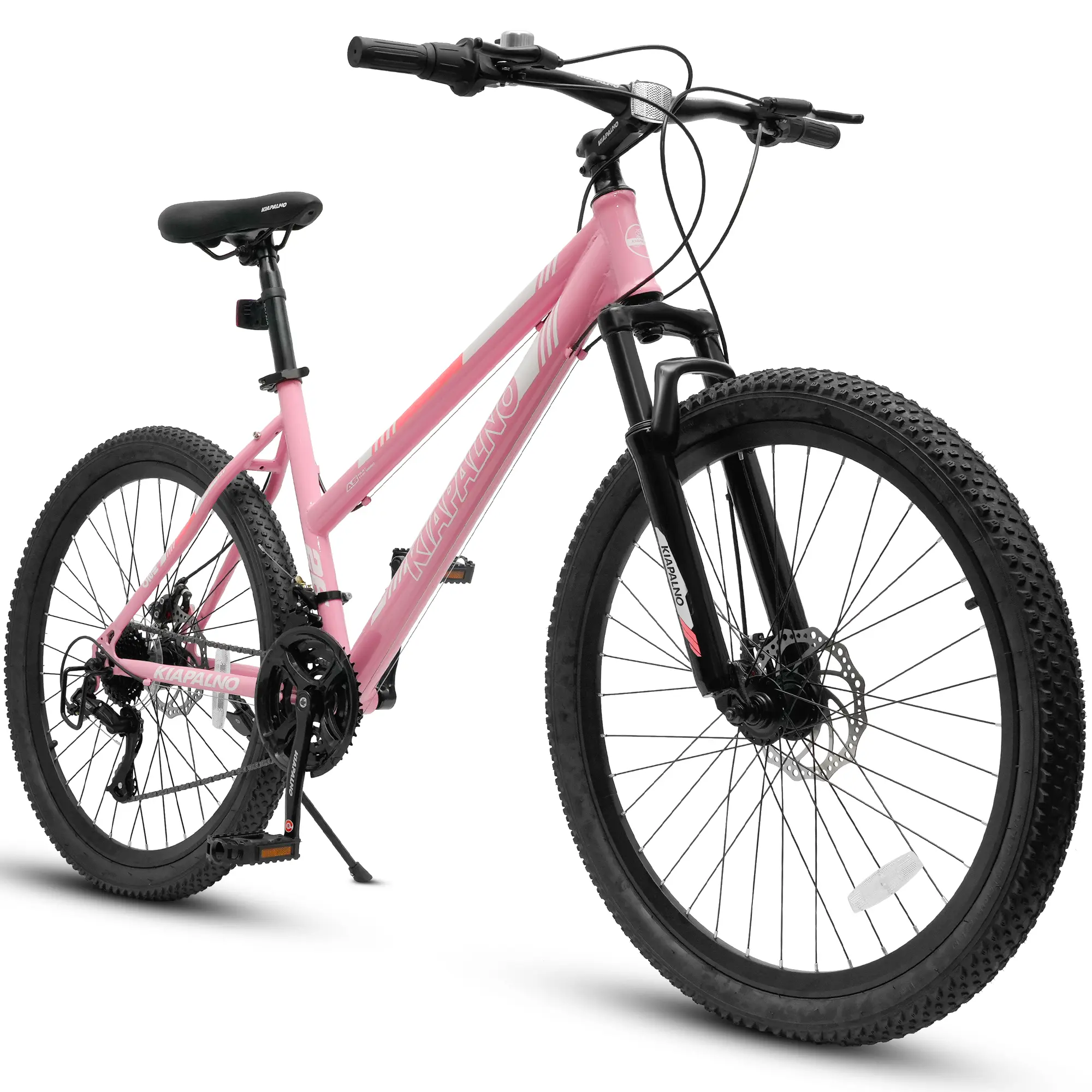 Women's Mountain Bike, 26 Inch Low Step‑Through High‑Carbon Steel Frame Mountain Bicycle, 21‑Speed Twist Shifter, Dual Disc Brakes & Suspension Fork