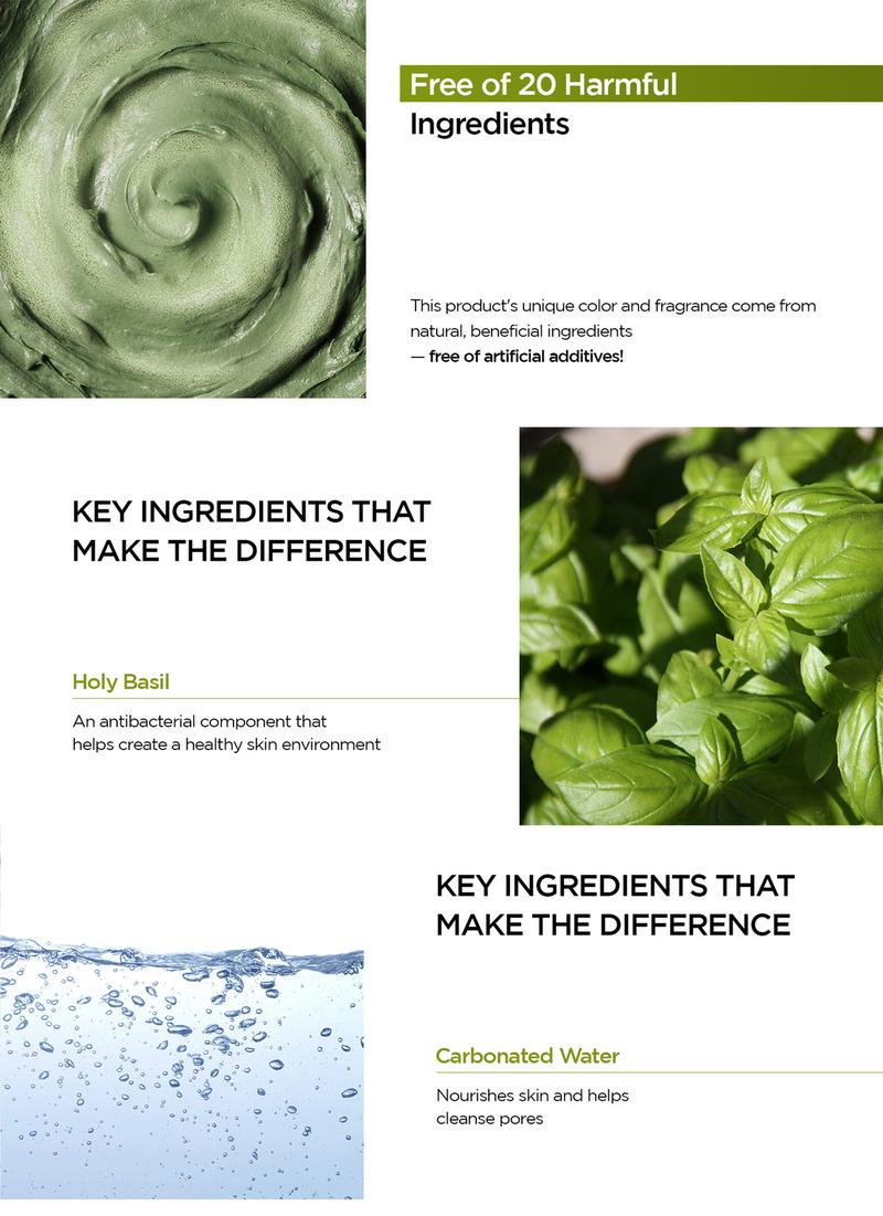 Holy Basil Bubble Deep Mask – Holy Basil & Carbonated Water for Cleansing Pores & Blackheads, Suitable for All Skin Types, Vegan Clay-to-Bubble Wash-Off Mask (90g / 3.17 oz) Holy Basil Bubble Deep Mask – Holy Basil & Carbonated Water for Cleansing Pores & Blackheads, Suitable for All Skin Types, Vegan Clay-to-Bubble Wash-Off Mask (90g / 3.17 oz)