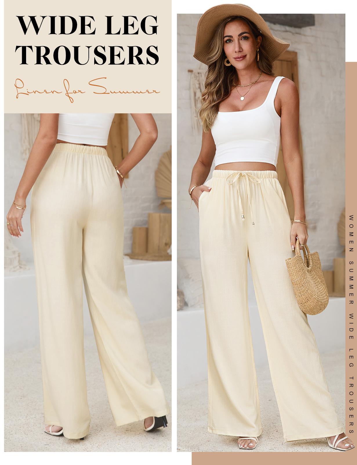 HEEKPEK Womens Linen Pants Casual Wide Leg Pants Summer Palazzo Pants Loose Flowy Beach Pants Drawstring Elastic Trousers HEEKPEK Womens Linen Pants Casual Wide Leg Pants Summer Palazzo Pants Loose Flowy Beach Pants Drawstring Elastic Trousers