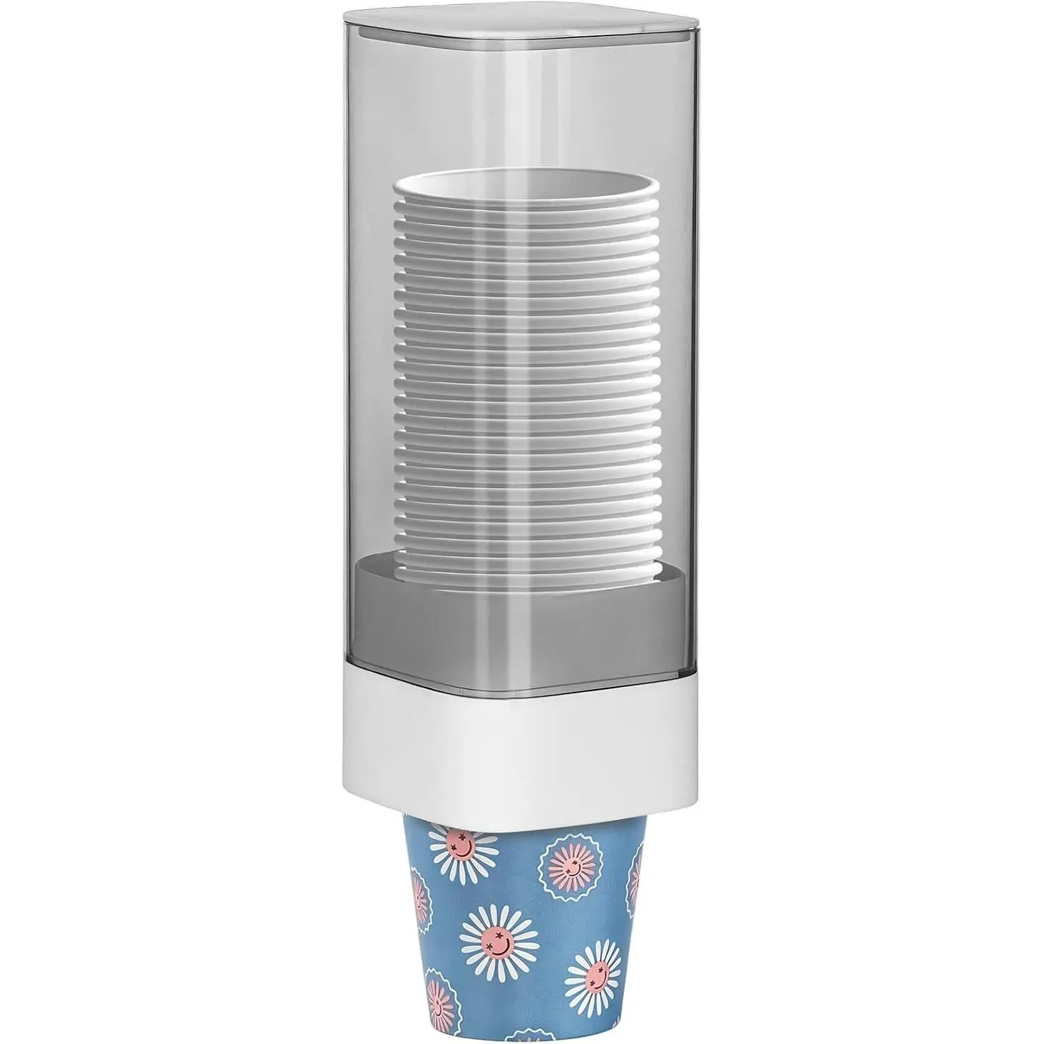 Cup Dispenser, Pull Type Wall Mount Cup Holder for Water Cooler Fit 3oz-5oz Disposable Paper and Plastic Cups, Bathroom Mouthwash Cup Dispenser for Home, Office, Gym, Hospital (White)