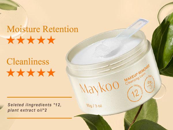 MAYKOO Makeup Remover Cleansing Balm, Melting Cleansing Cream Oil Based Cleanser, Hydrating Makeup Remover Balm with Vaccinium Myrtillus, Hydrate Skin, Non-comedogenic, No Harsh Chemicals, 0 Residue with Spatula & Easy to Rinse, 3 Oz, Cosmetic, Moisturize MAYKOO Makeup Remover Cleansing Balm, Melting Cleansing Cream Oil Based Cleanser, Hydrating Makeup Remover Balm with Vaccinium Myrtillus, Hydrate Skin, Non-comedogenic, No Harsh Chemicals, 0 Residue with Spatula & Easy to Rinse, 3 Oz, Cosmetic, Moisturize