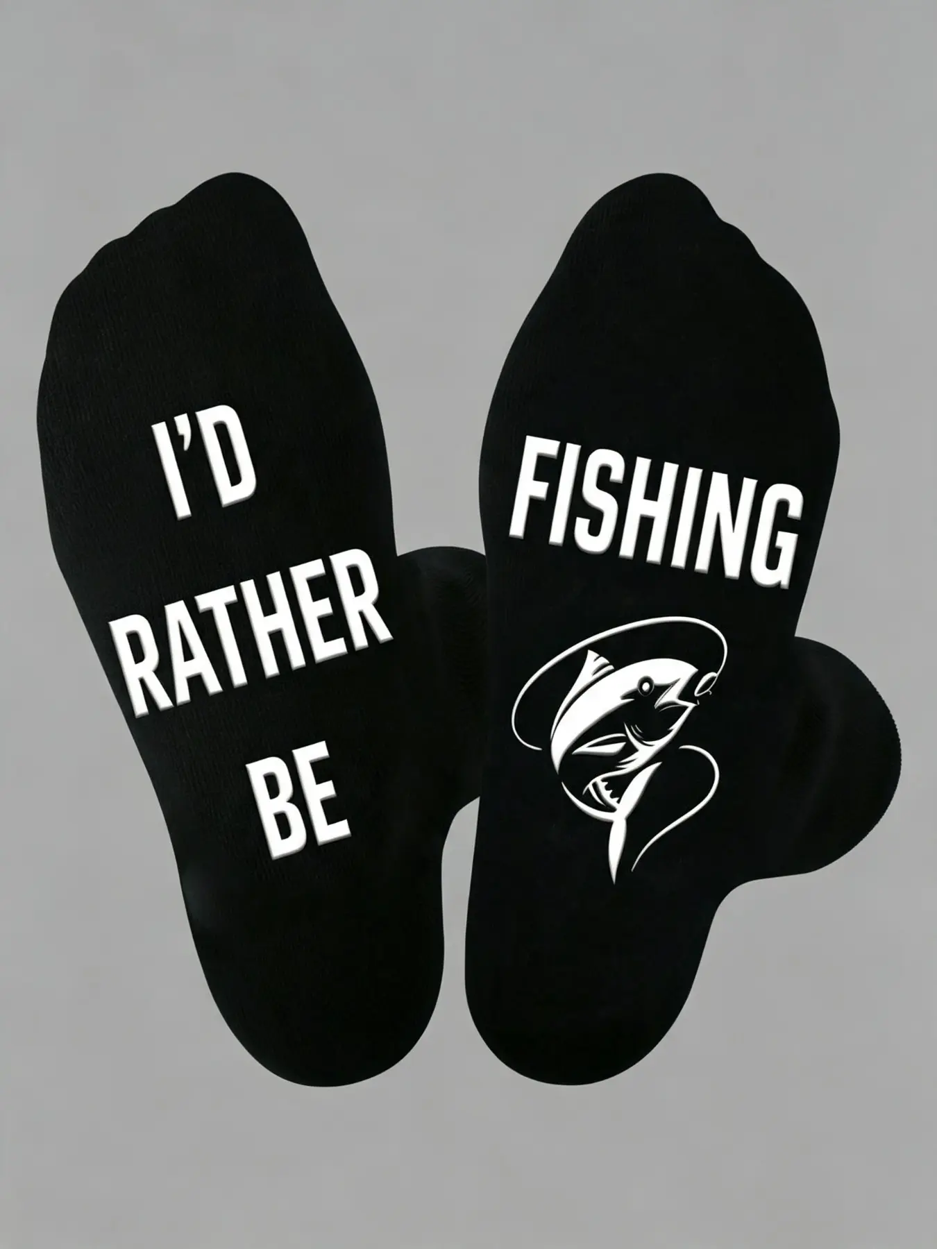Men's Fishing Theme Mid-Calf Socks, Outdoor Socks with Fish Hook Design, Perfect for Fishing, Camping, Daily Wear, Gift Ideas