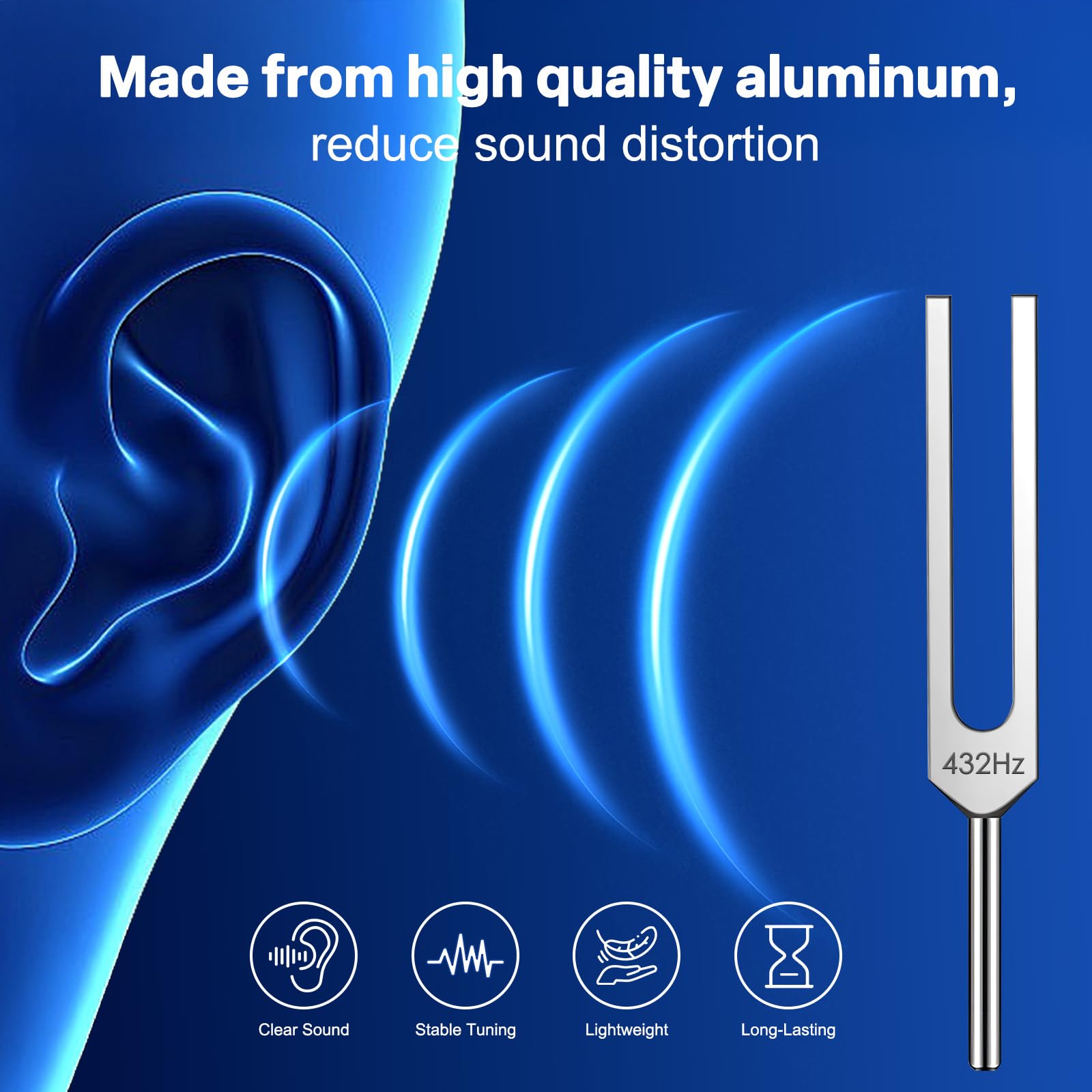 Tuning Fork Set – 128hz 432hz 512hz 528hz, Weighted and Unweighted Frequency Tools, Yoga, Meditation, Chakra, Gift Idea