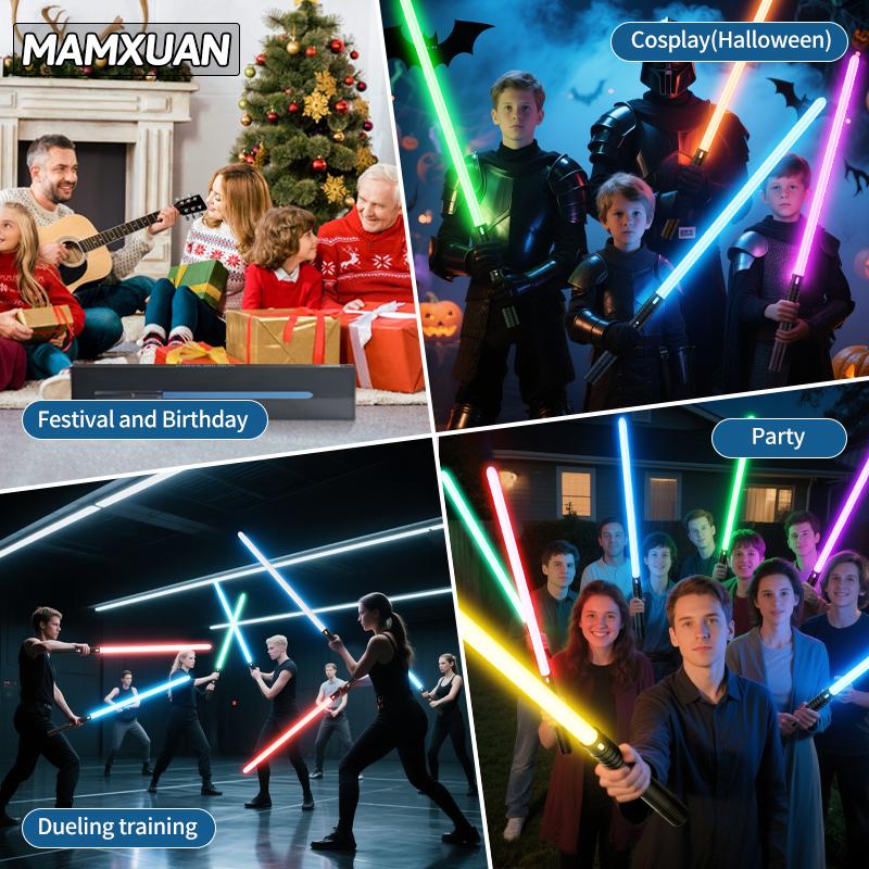 MAMXUAN,2 in 1 Double Edged Lightsaber, 20colours 2 Counts Rechargeable Toy Lightsaber with Changing LED Light, Decorative Light for Party, Gift for Friend，lightsaber for adult