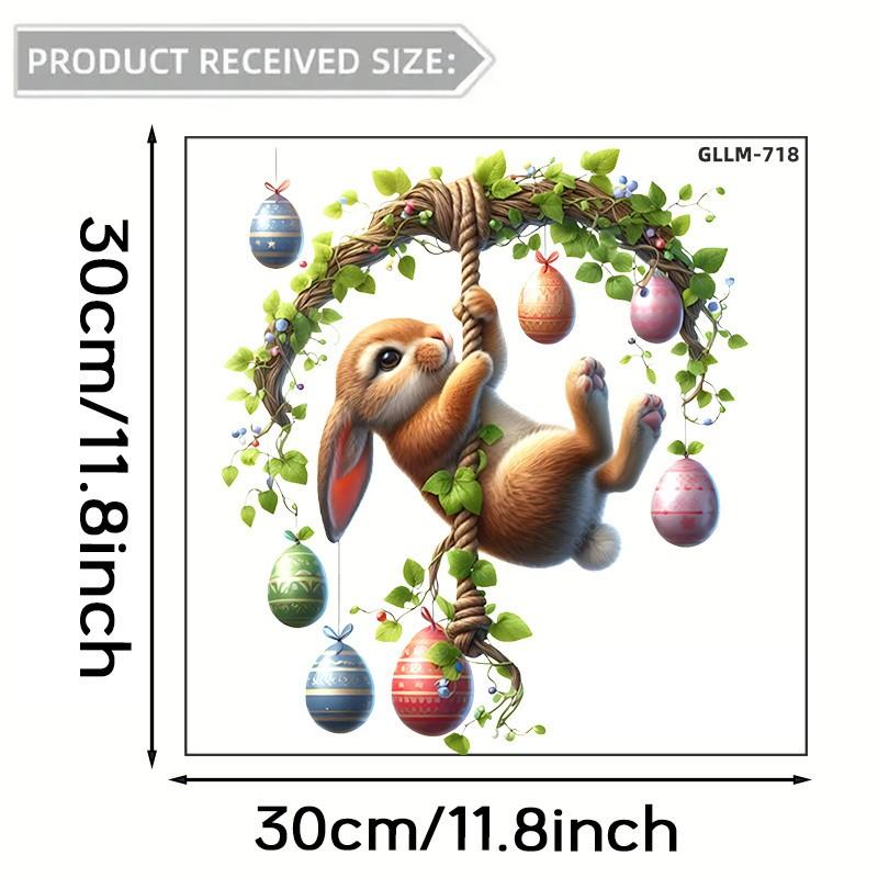 Charming Rabbit Easter Egg Window Stickers, Floral Design, Wall Decor, Home Decoration, Party Supplies, Unique Gift, Eye-Catching Easter Decor