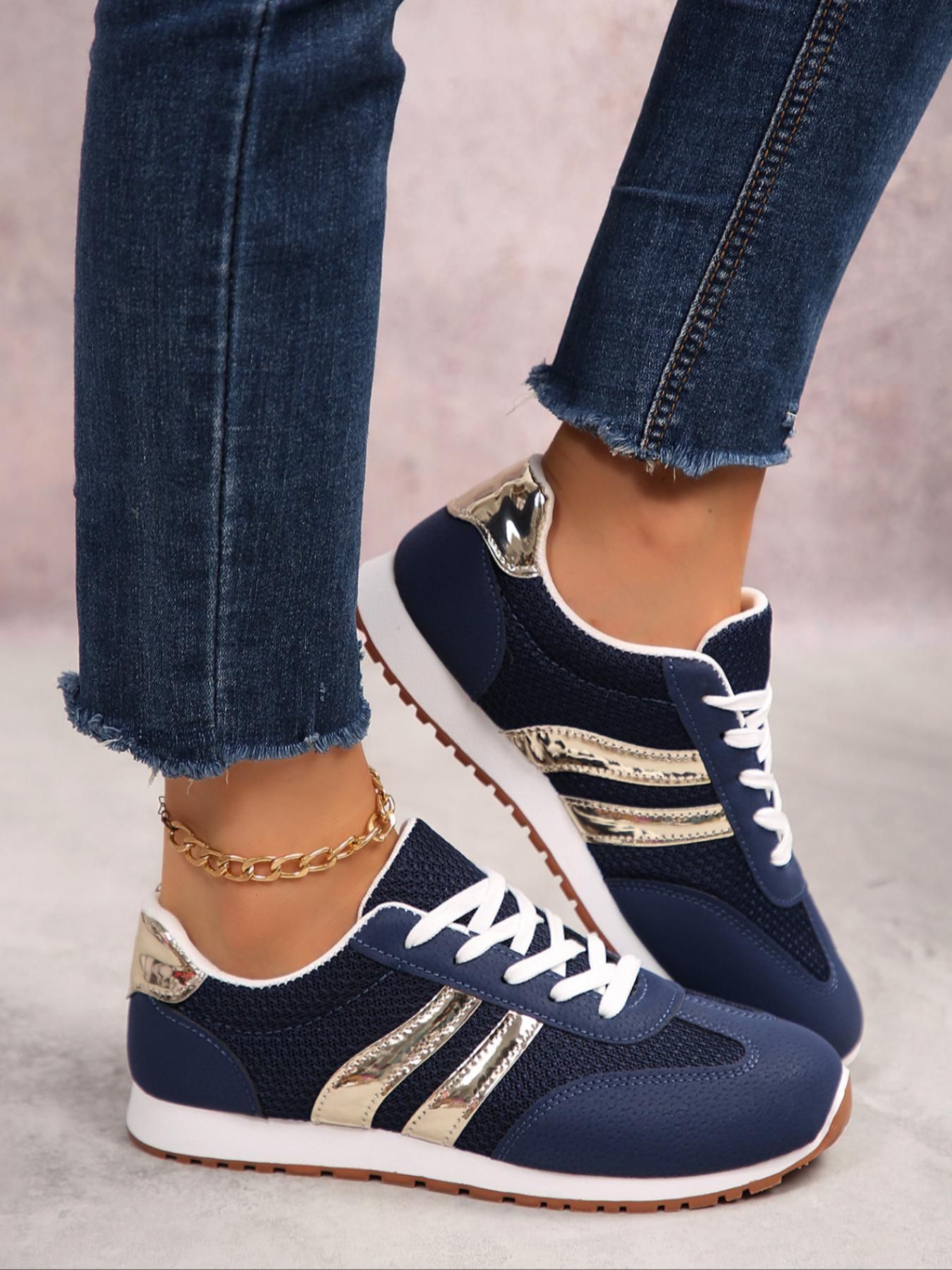 Women's Sporty Lace-Up Running Shoes, Casual Breathable Comfort Sneakers, Workout Sneakers, Round Toe Daily Wear Athletic Footwear for Women