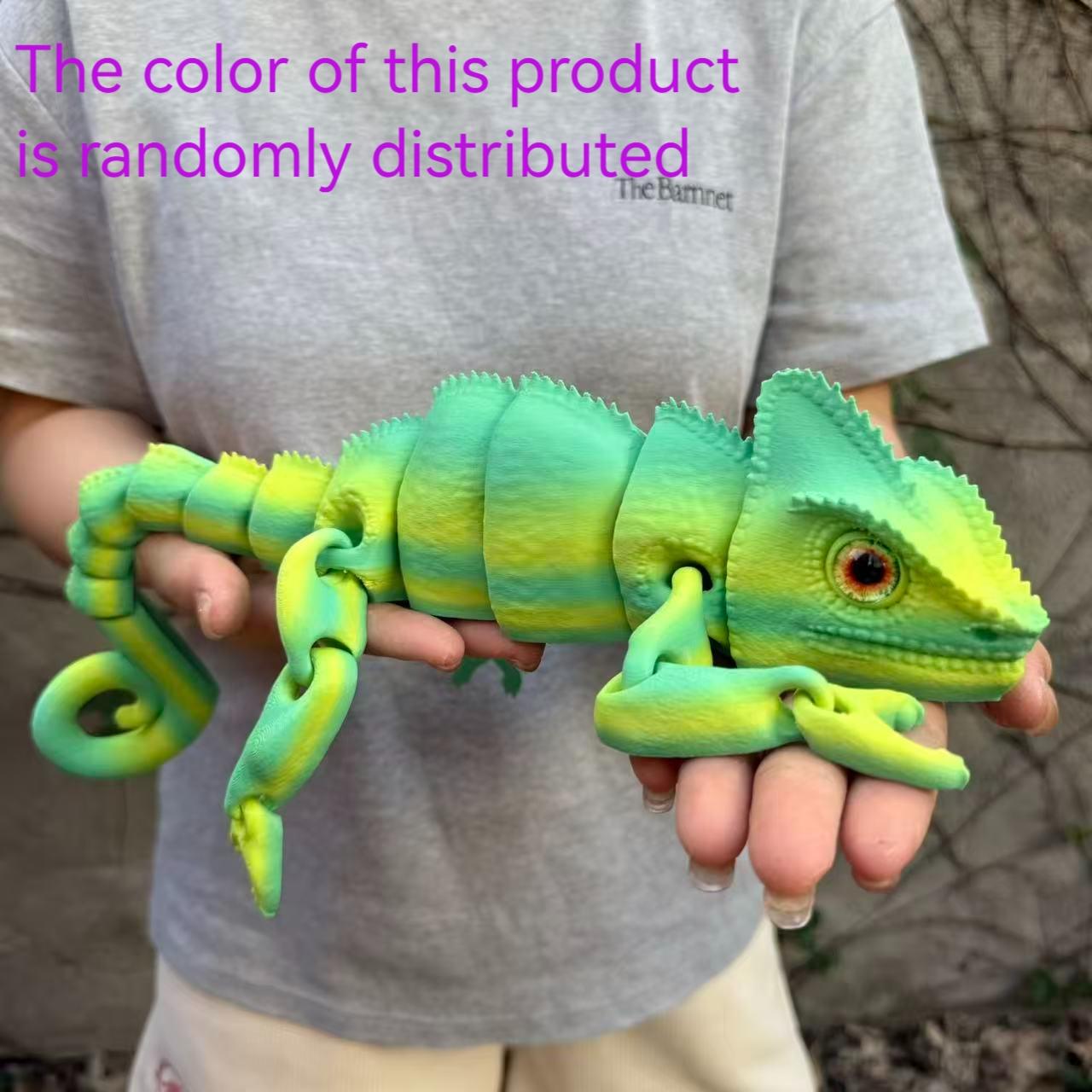 3D Printed Chameleon Figurine with Realistic Eyes, Moving Joints, Articulated Fidget Figurines, Home Decor, Christmas Gift, Birthday Present, Animal Statue