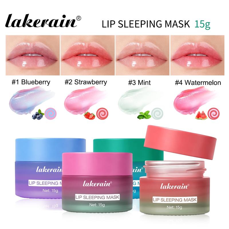 Hydrating Sleep Lip Mask, Lip Sleeping Mask, Dual-Tone Lip Mask with Shea Butter & Fruit Extracts, Deeply Moisturizes & Nourishes Lips, Contains Vitamin E for Lip Care, 4 Fruit Scents, Ideal for Night-time Lip Care, for Daily Use
