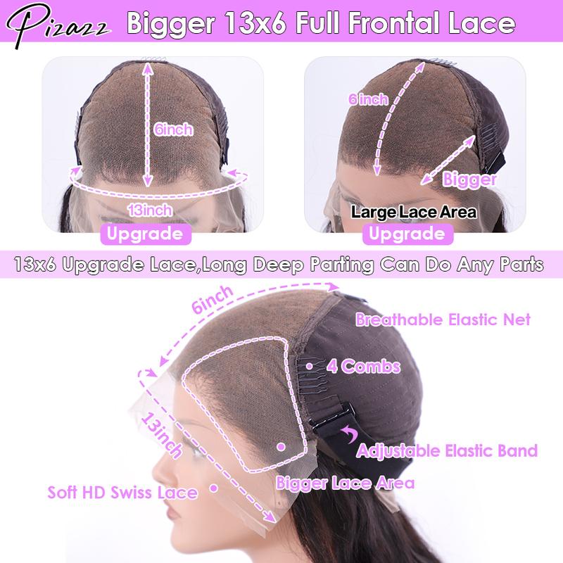 Pizazz Hair Body Wave Pre Bleached Small Knots 13x6 HD Transparent Lace Front Wigs Human Hair 220% Density Pre Plucked Lace Frontal Wigs With Baby Hair For Women