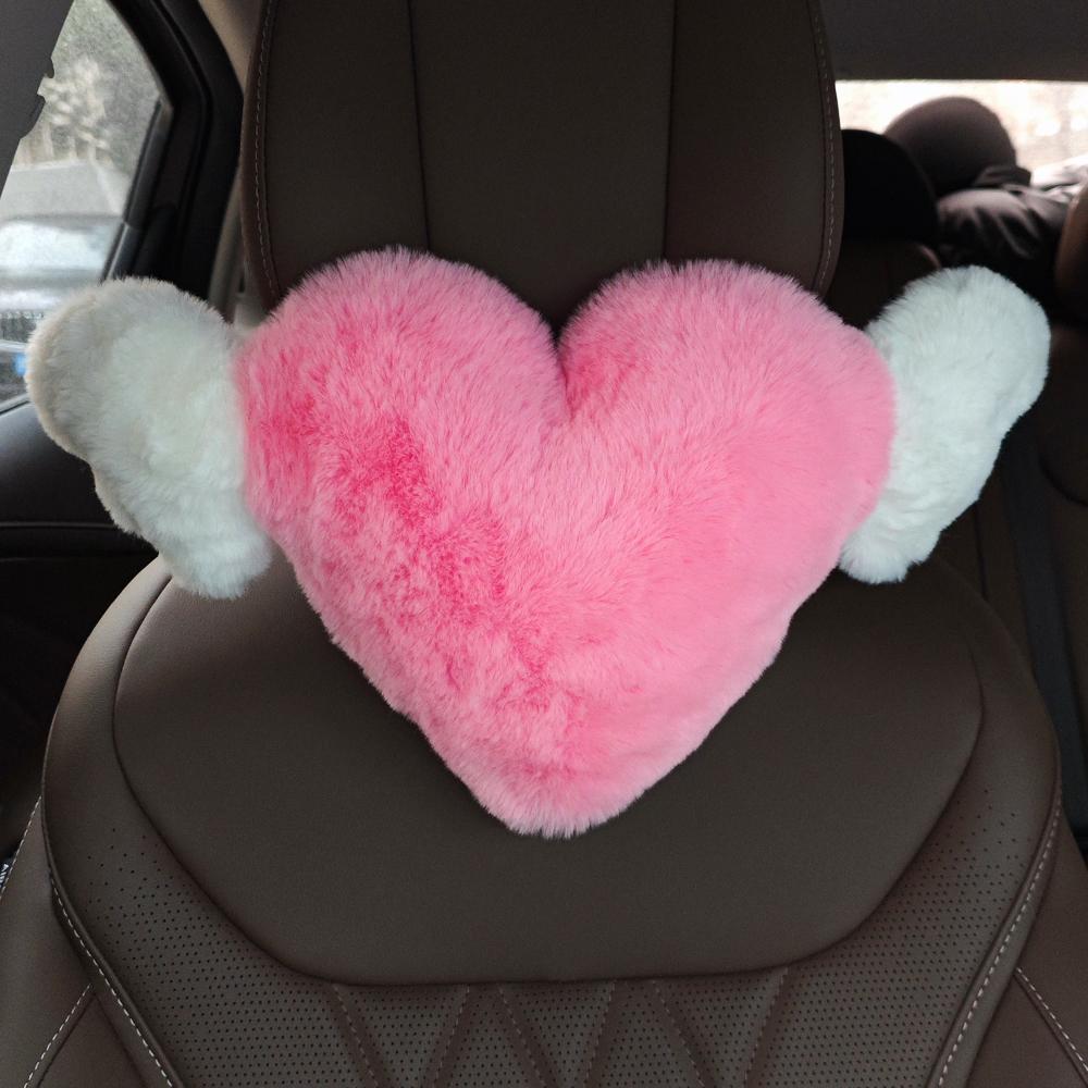 Heart Shaped Headrest Pillow, 1 Count Soft & Comfortable Car Neck Pillow, Plush Neck Pillow, Car Interior Accessories for Women & Girls, Car Accessory