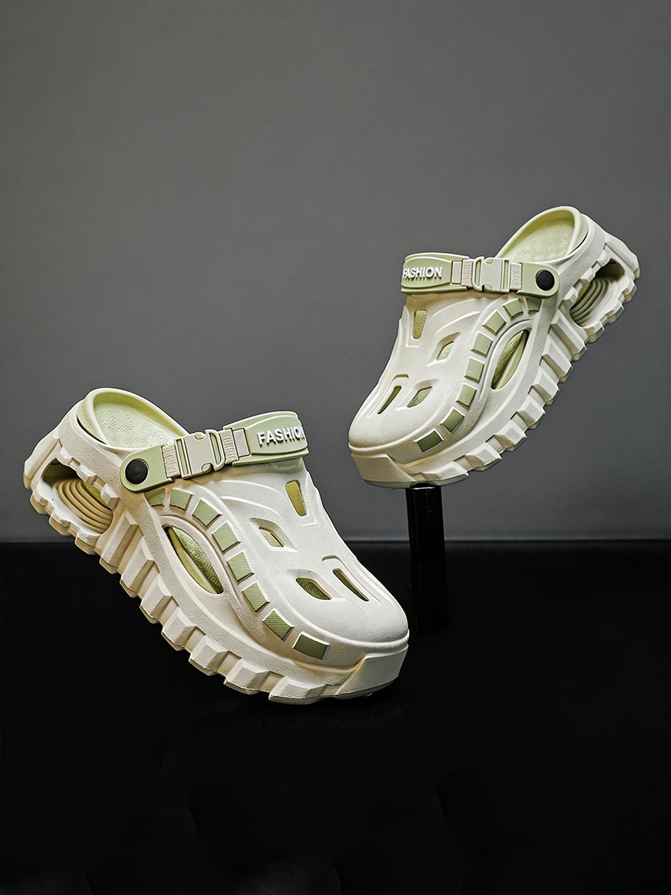 Men's Summer Outdoor Breathable Nonslip Thick Sole Non-Slip Lightweight Open-Toe Slippers, Casual Beach Sandals, Versatile Comfortable Hole Shoes, Textured Design Clogs