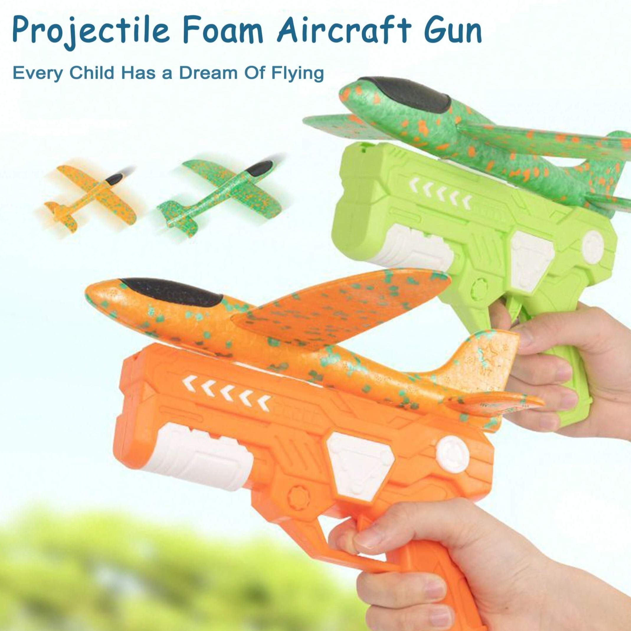 Durable Foam Plane Flying Toy Set - 1-Touch Launch Glider Model Aircraft, Unisex Toy for Kids Ages 3-9, Outdoor Play, Parent-Child Interactive Game, Holiday Gift, One-Touch Launch