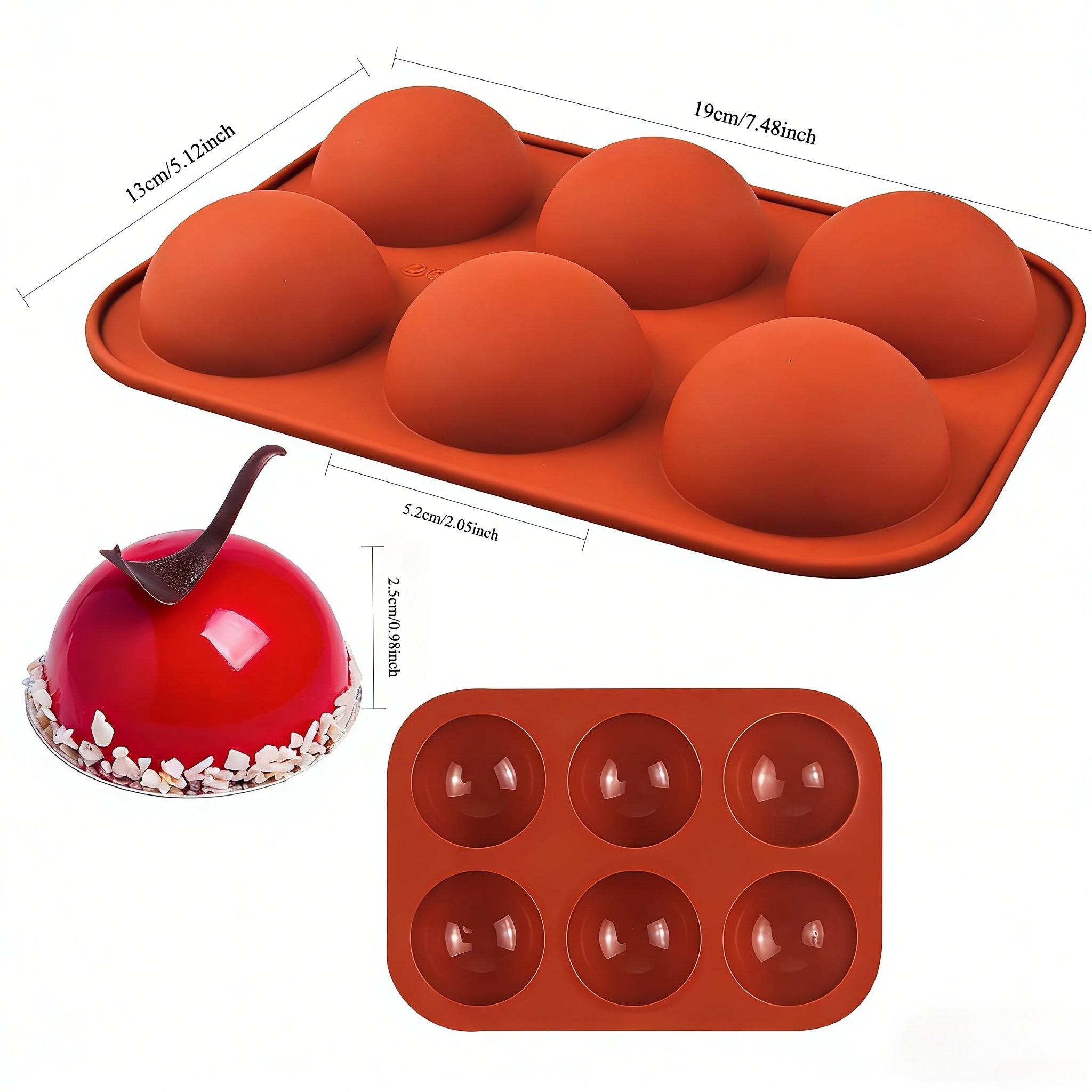 2pcs Semi Sphere Silicone Ice Mold, 6-Cavity Reusable Baking Mold for Making Hot Chocolate Bombs Jelly Dome Mousse Soap Ice Cube Tray