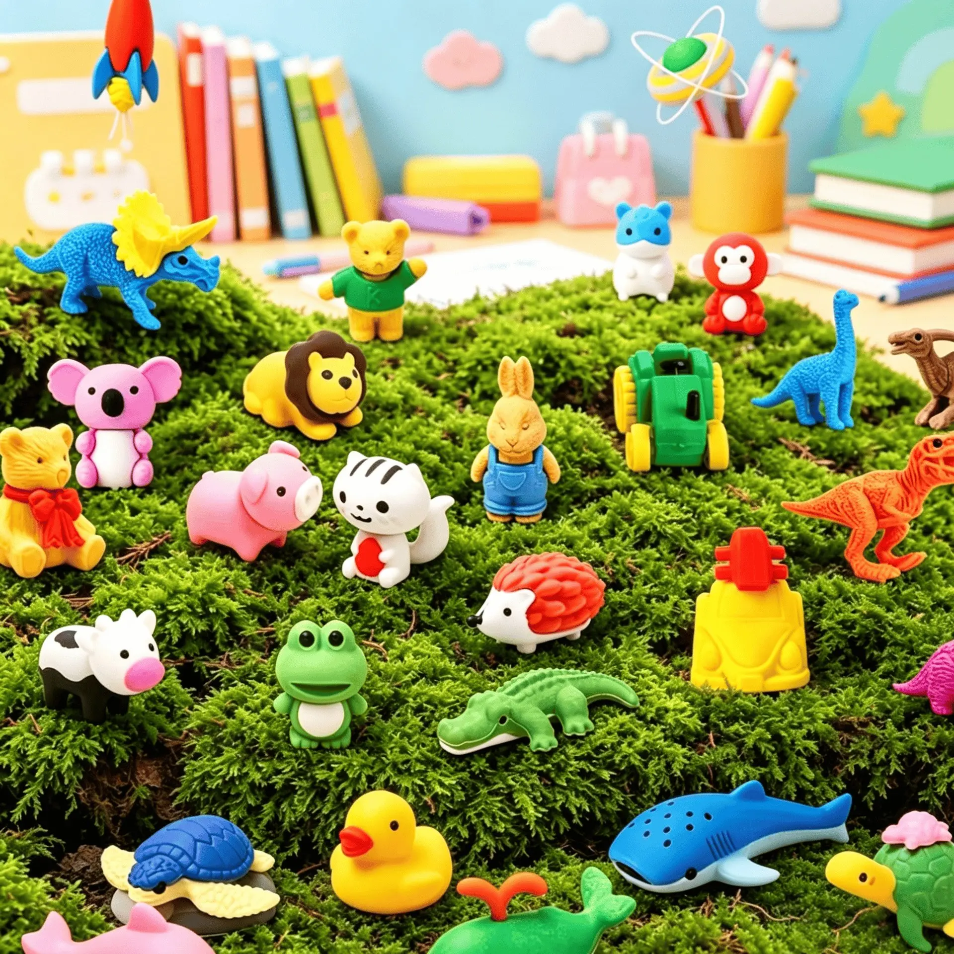 30pcs Cute Animal Erasers Set, Miniature Animal Shaped Erasers, Scented Erasers, Desk Decor, Creative Stationery, Back to School Supplies