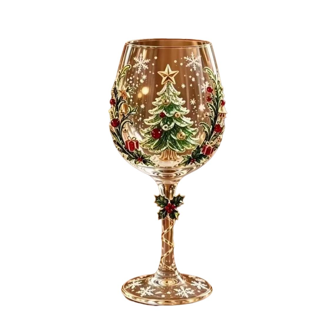 New Christmas Glass Art Cup, Elegant Holiday Drinkware, Perfect for Festive Celebrations, Unique Gift Idea, High-Quality Glass Design